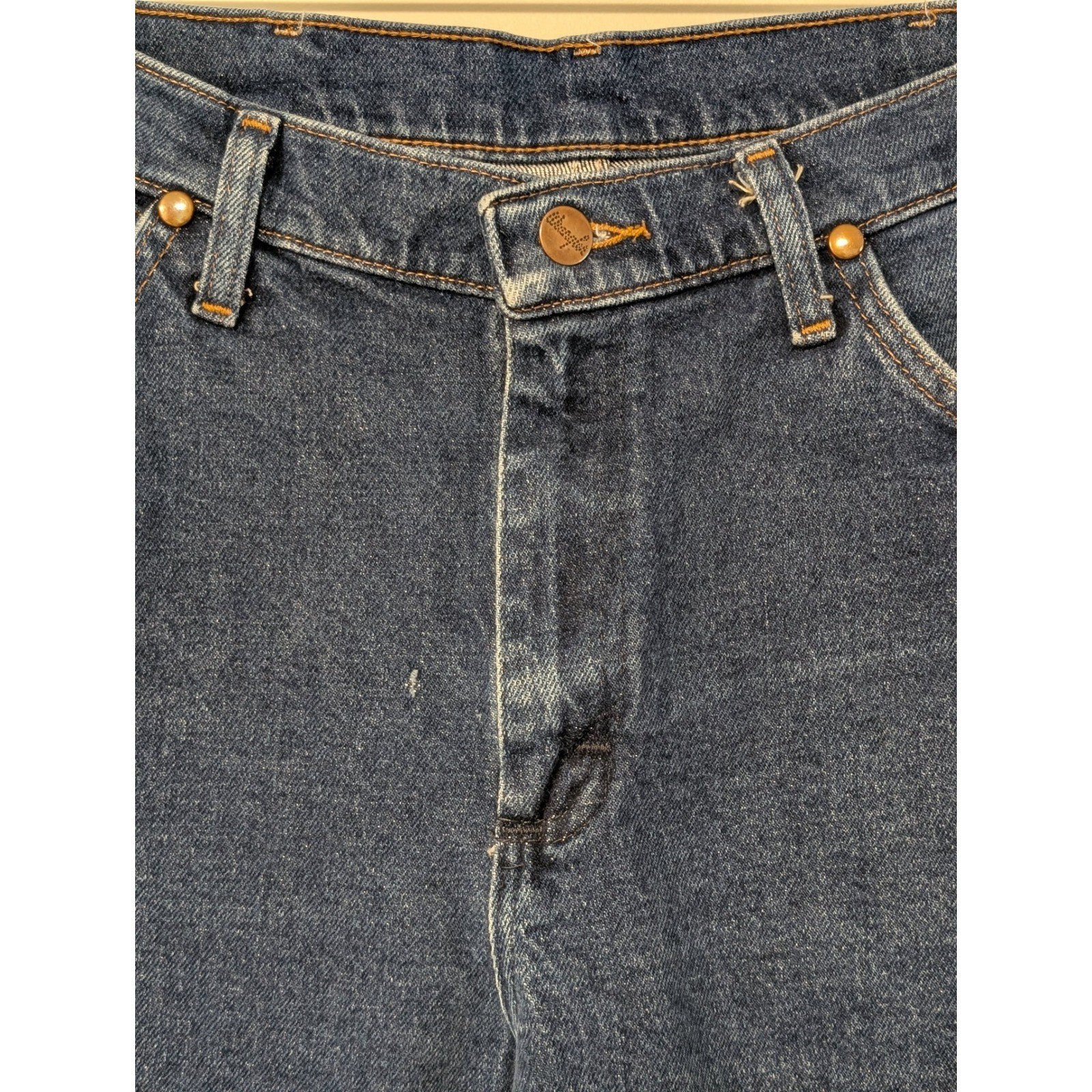 Wrangler 947STR Mens Cowboy Cut Slim Fit Jeans Dark Wash Blue 35×30