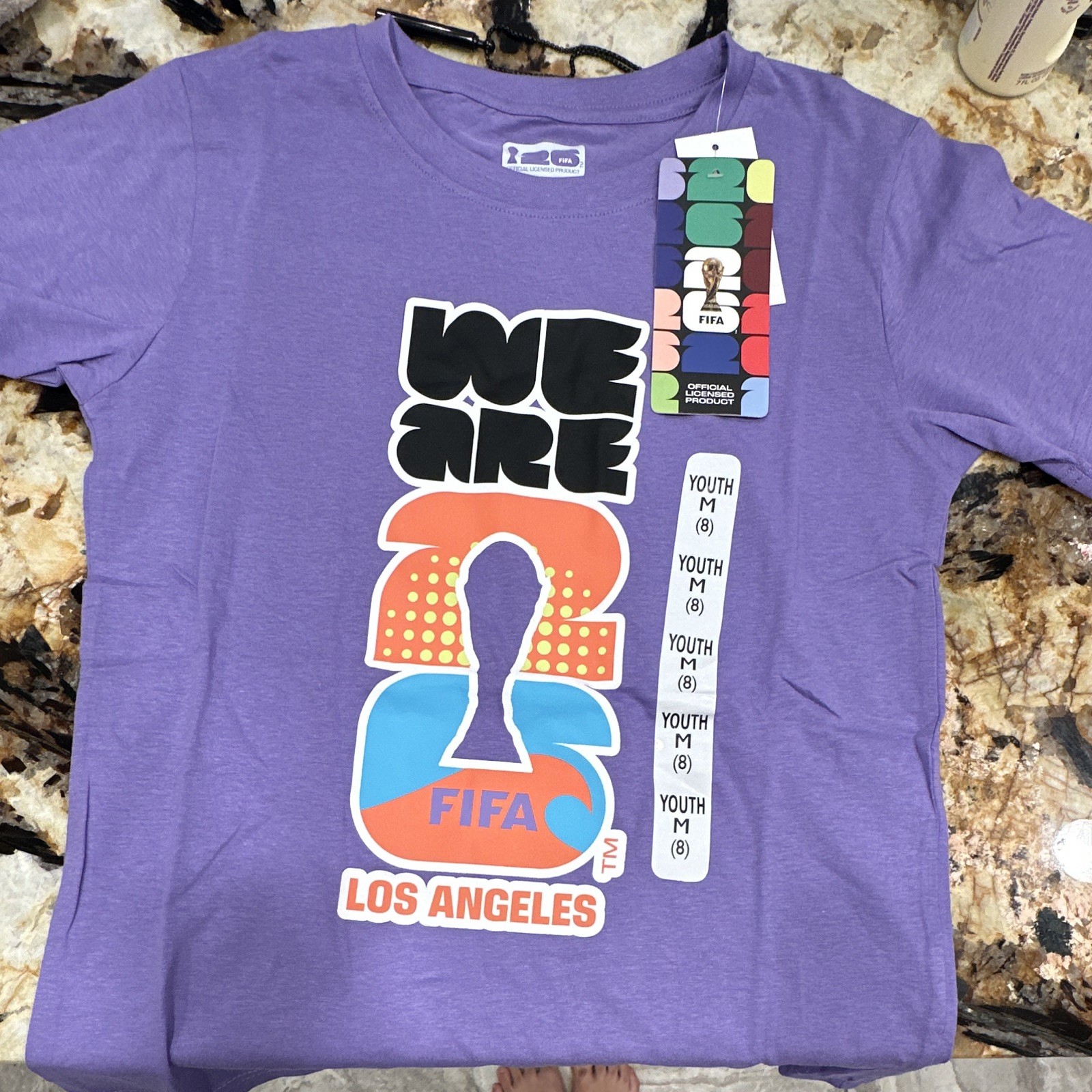 FIFA Los Angeles We Are 26 Purple Graphic Print Crew Neck T-Shirt M-8