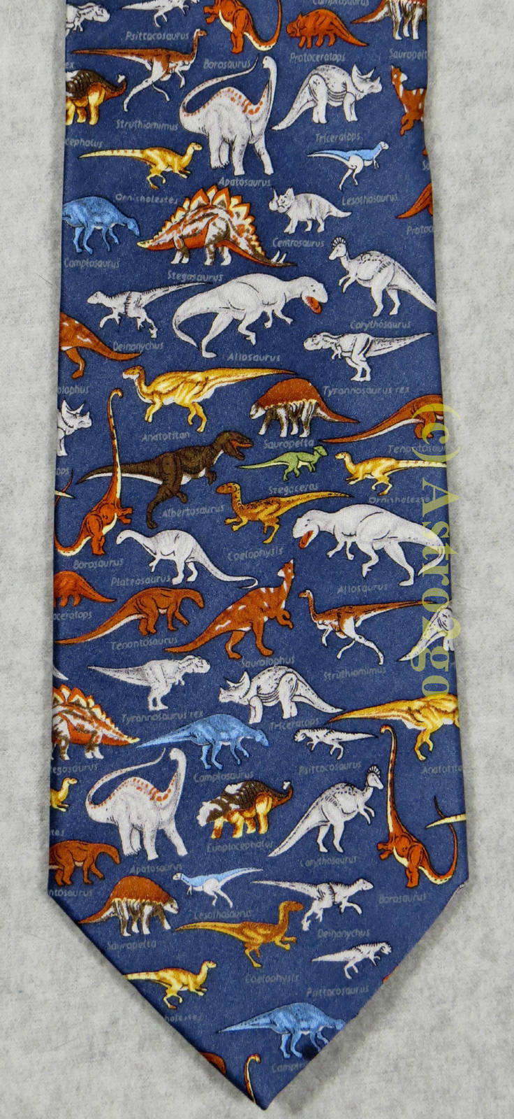 DINOSAURS W/ NAMES T REX JURASSIC PALEONTOLOGY Museum Artifacts Silk Necktie NEW