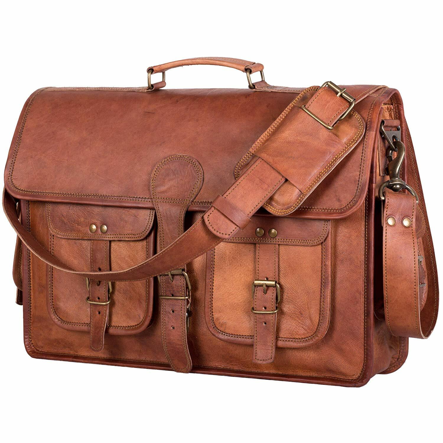 Genuine Leather Shoulder Replacement Strap For Messenger Briefcase Bag & Duffles