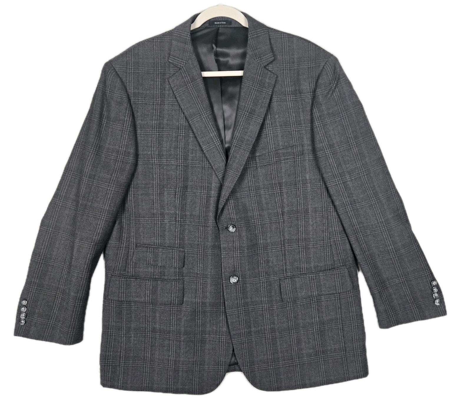 Pronto Uomo Charcoal Gray Plaid Sport Coat 2 Btn. Vented Ticket Pocket Size 46R