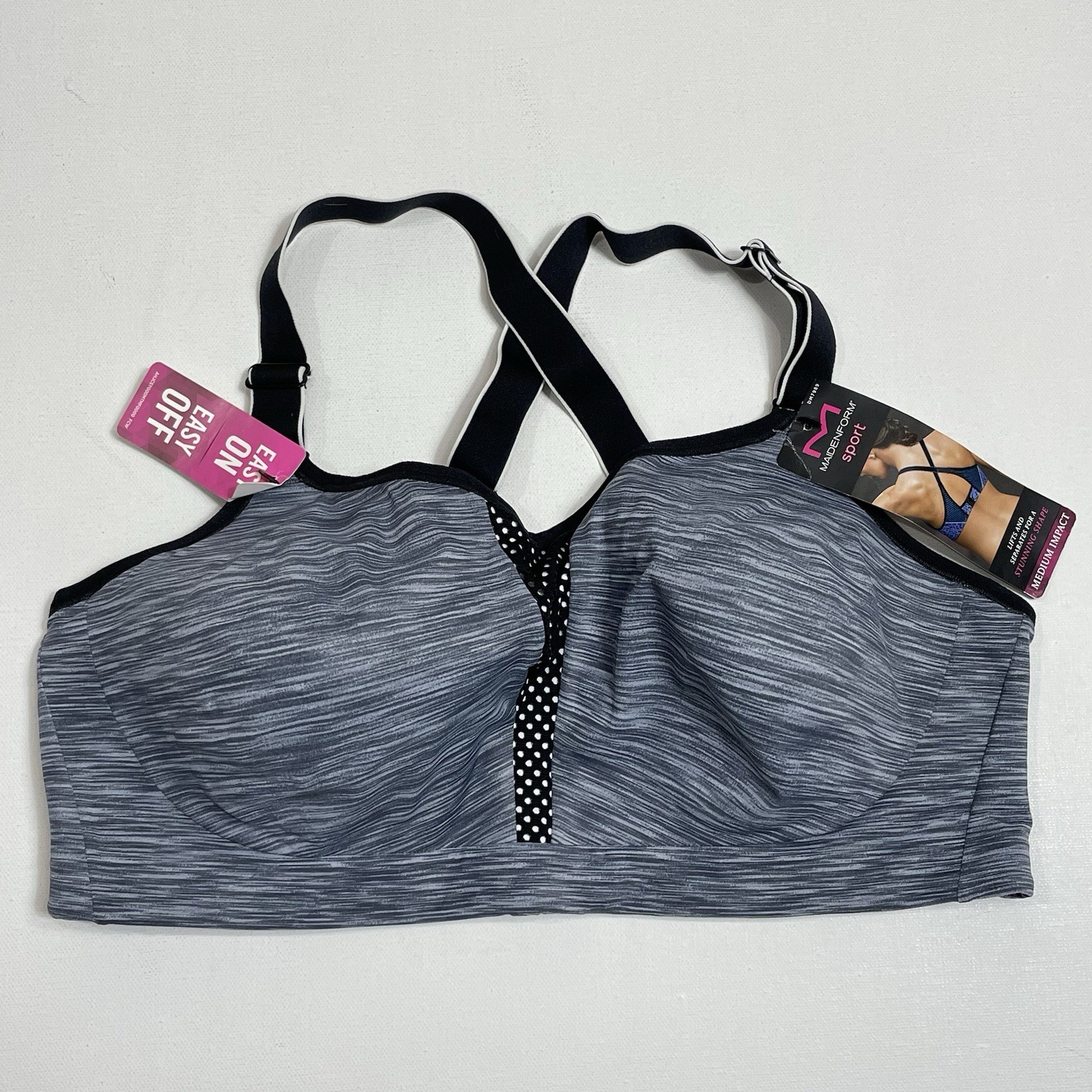 Maidenform Sports Bra Womens 36D Gray Cross Back Underwire