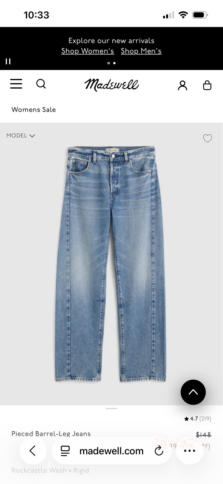 Women’s Madewell Pieced Barrel Leg Denim Size 25P Medium Wash
