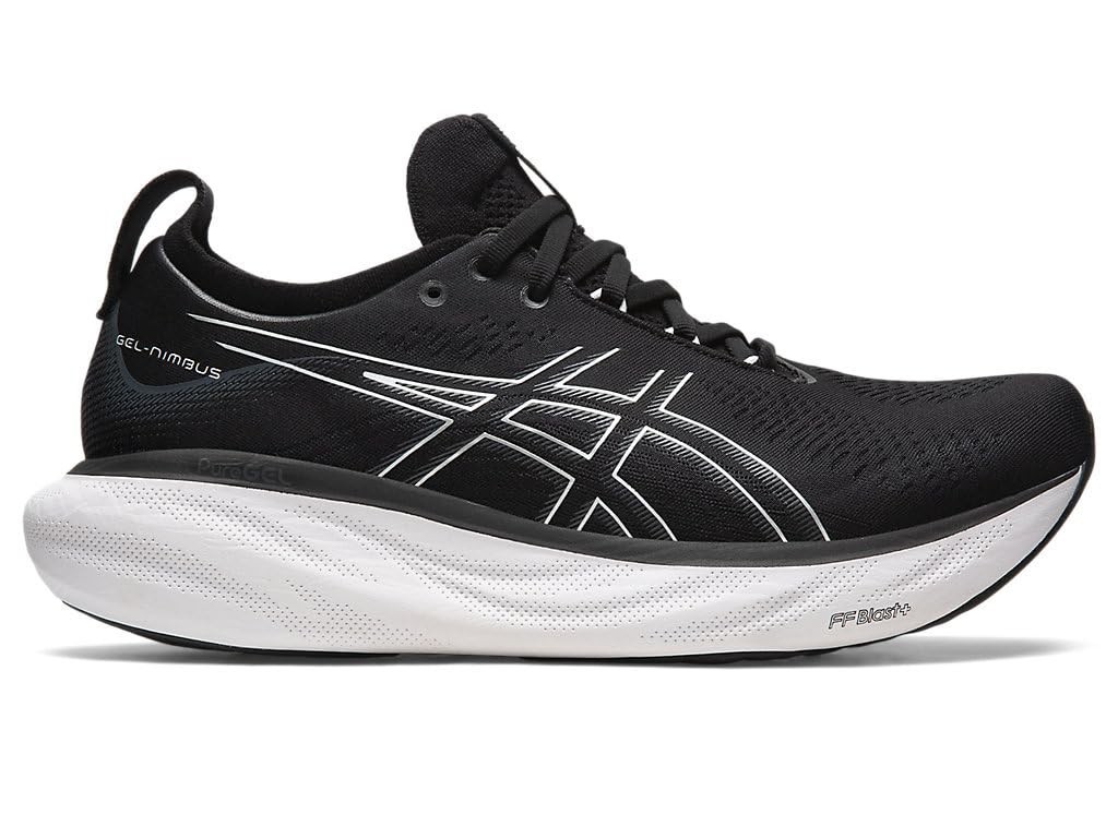 SIZE 10.5 – ASICS Men’s Gel-Nimbus 25 Running Shoes Black/Pure Silver