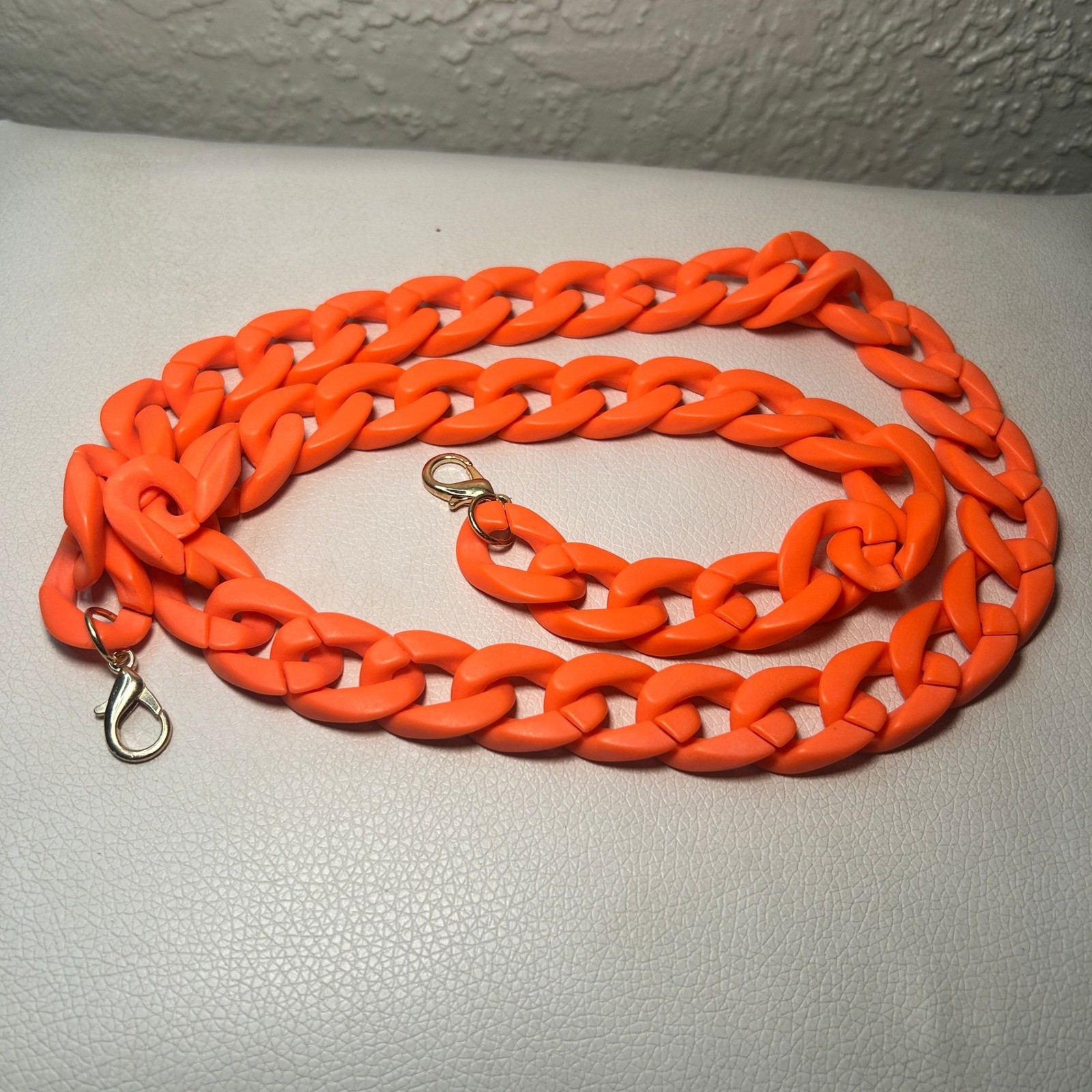 Chunky Chain Bag Strap Purse Handle Shoulder Crossbody Orange Gold Clasp