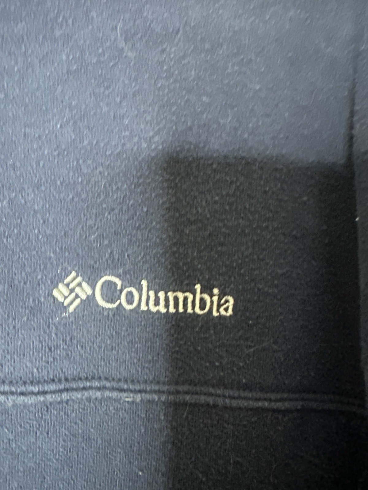 Columbia Mens Large 1/4 Zip Sweatshirt Navy Fleece Lined Pullover Cotton Blend