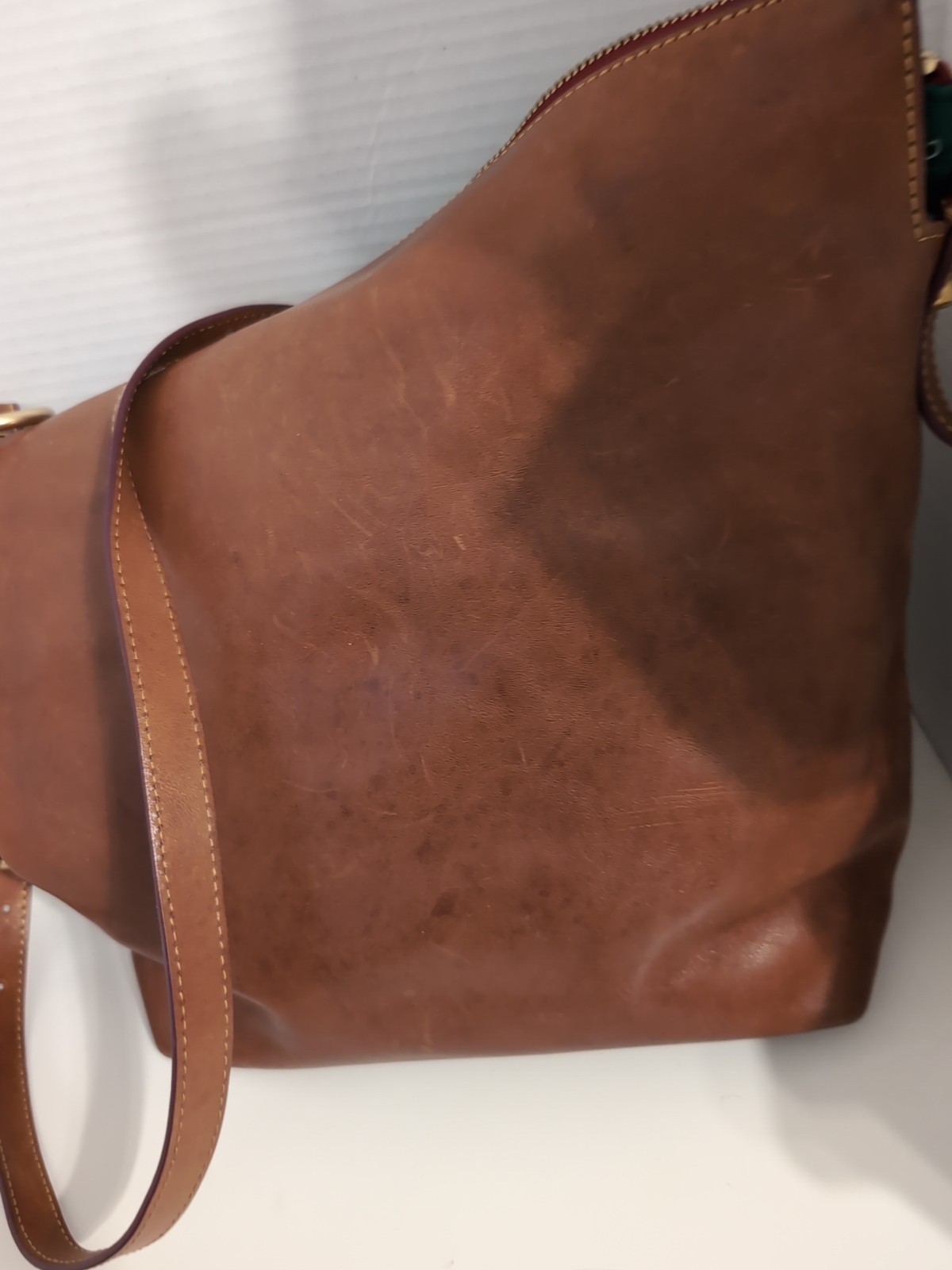 Dooney & Bourke Florentine Leather Dixon Hobo Crossbody Bag BROWN