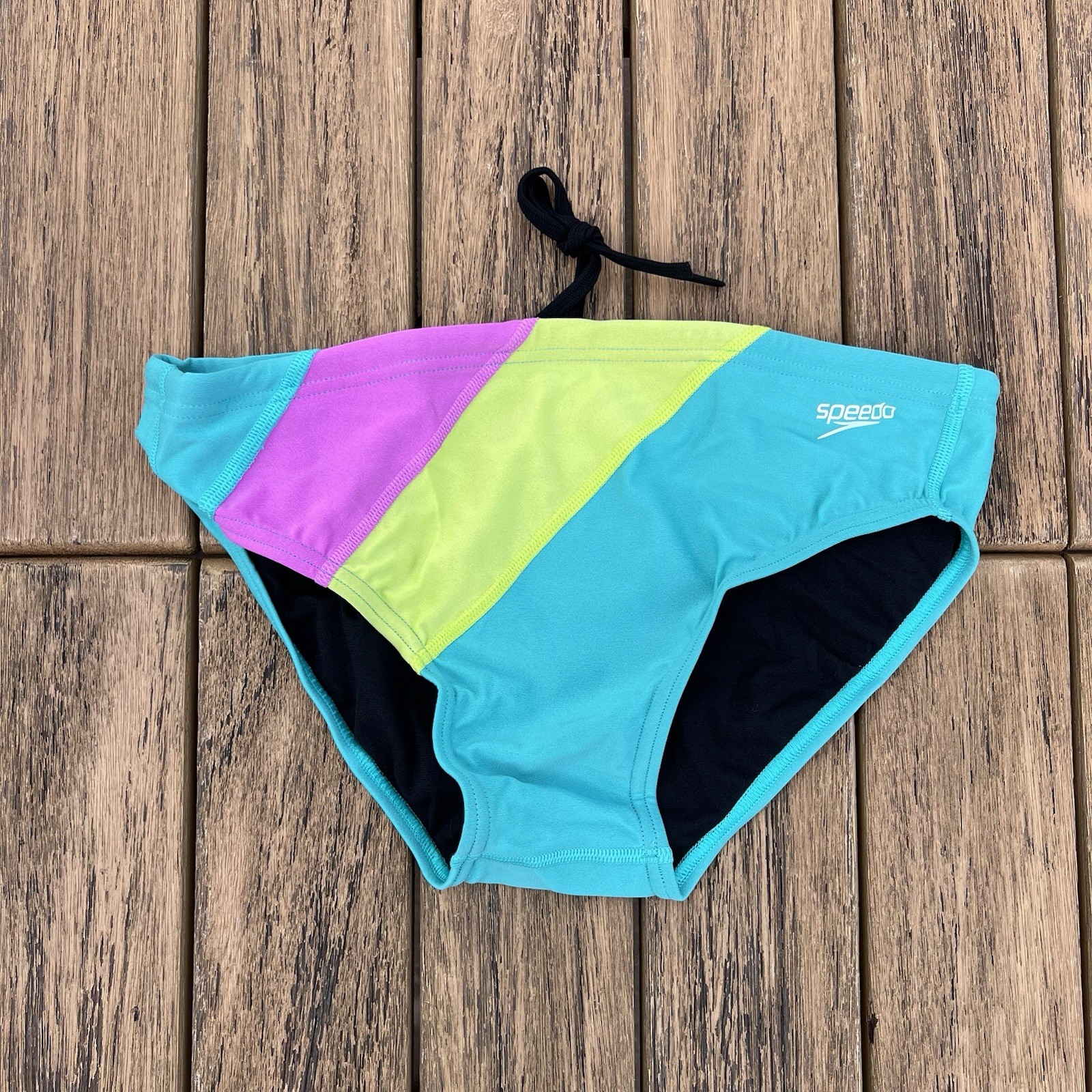 Speedo Men acid lime green colorblock swim Brief Swimwear size 28 30 32 34 36 38