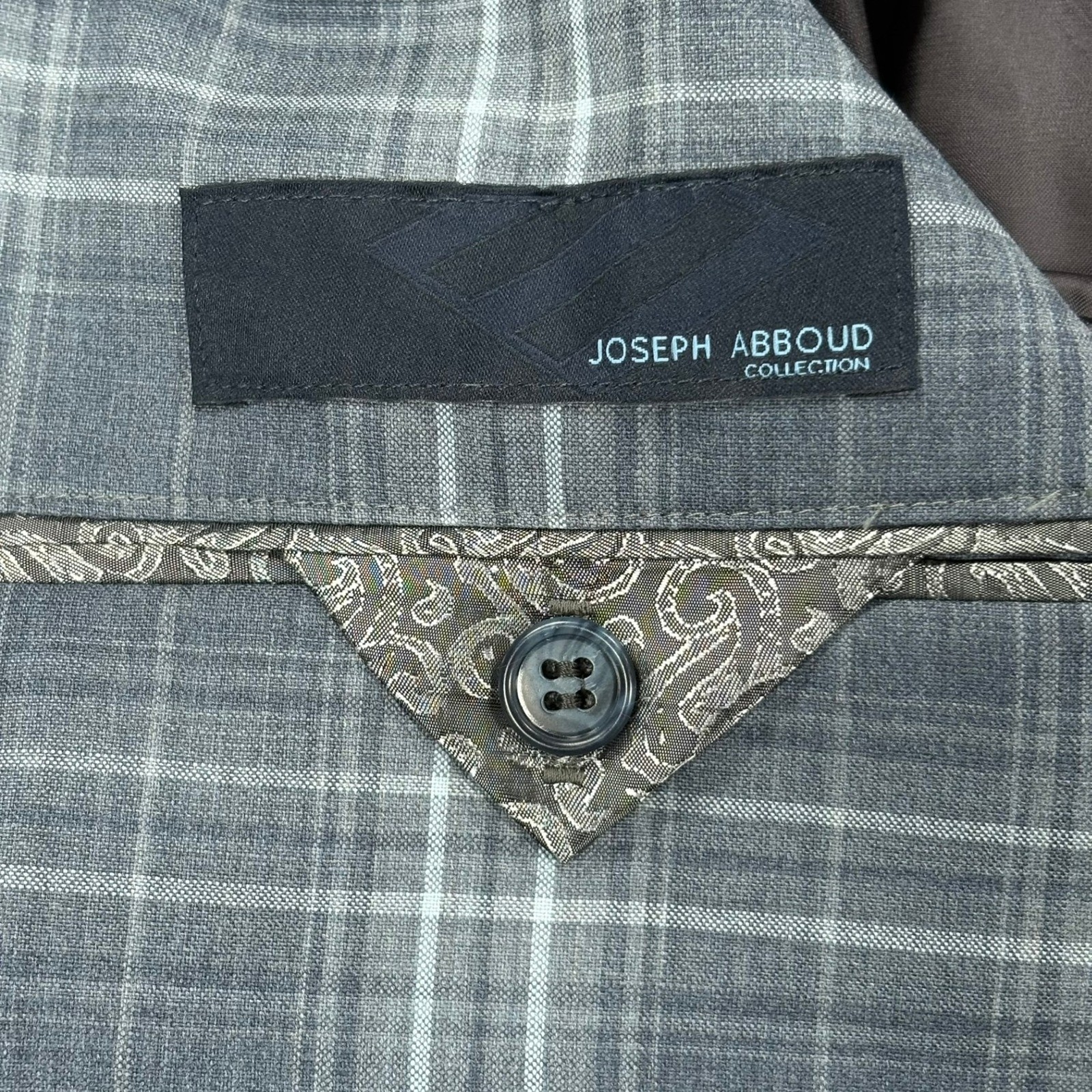 Joseph Abboud Loro Piana Super 110s Blazer Mens 40R Blue Gray Plaid Wool USA