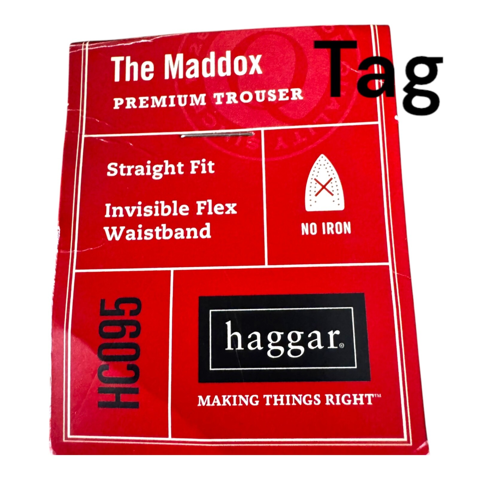 Haggar Maddox Trouser, Mocha, Size 34×29, Straight Fit, Invisible Flex Waistband
