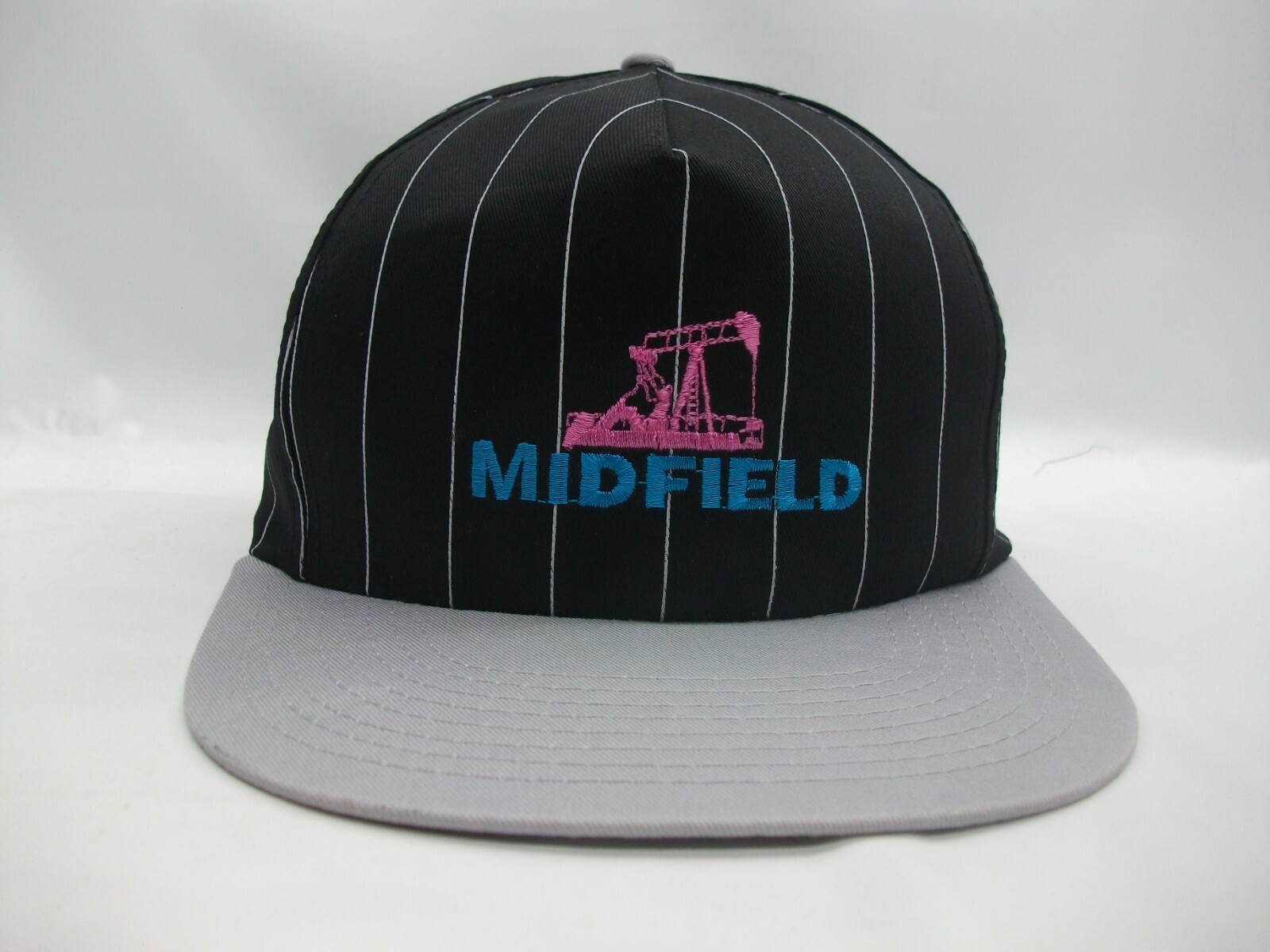 Midfield Oilfield Hat Black Gray Pinstripe Snapback Baseball Cap