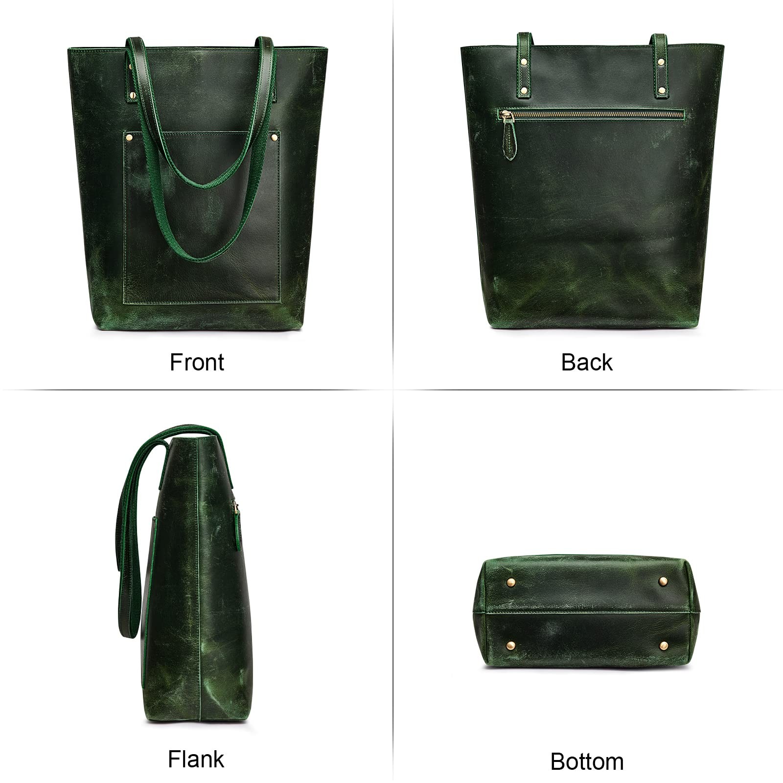Leather Tote Bag for Women Work Handbag with Luggage Sleeve