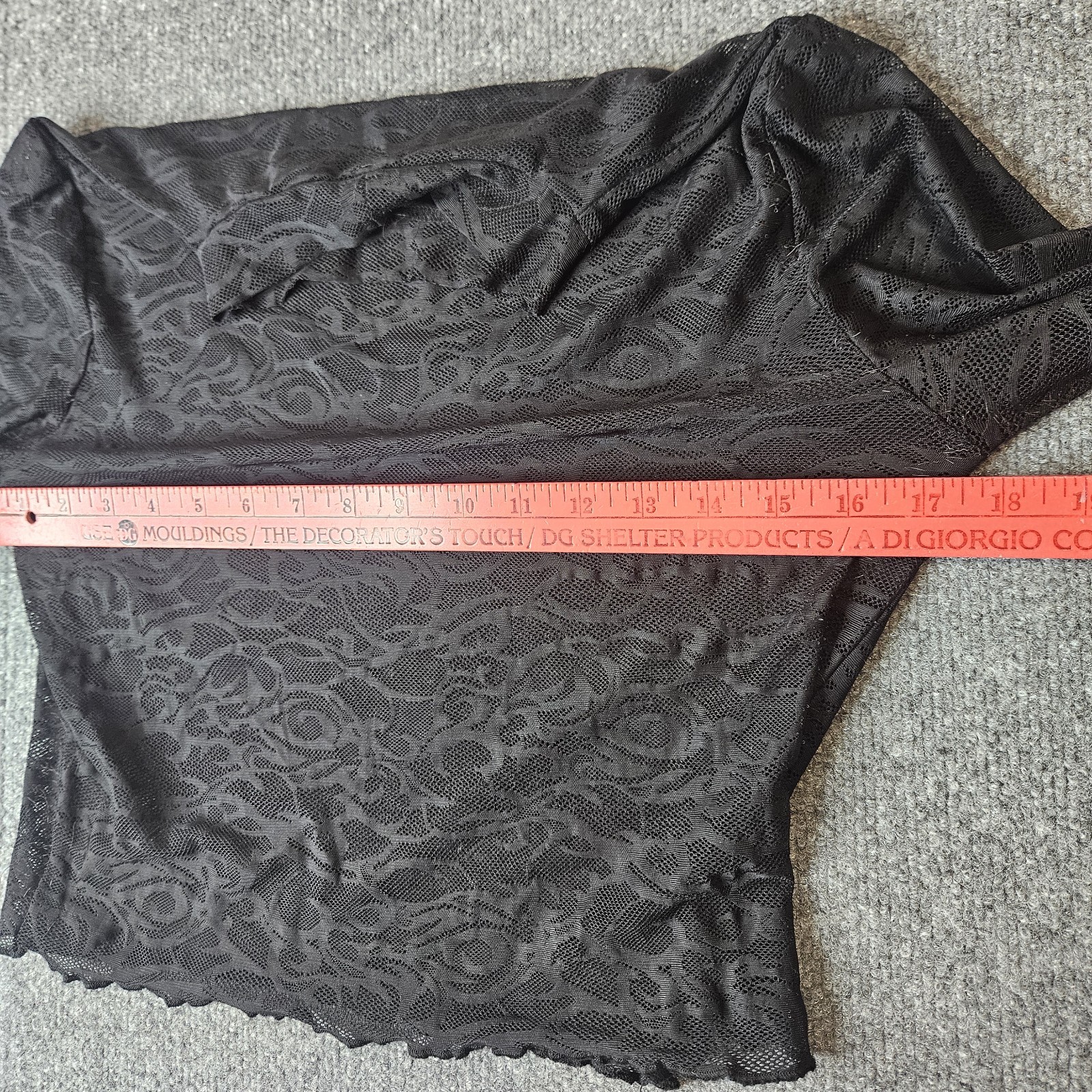 Forever 21 Lace Mesh Longsleeve Top Stretch Sheer Size Medium Black Y2k Style