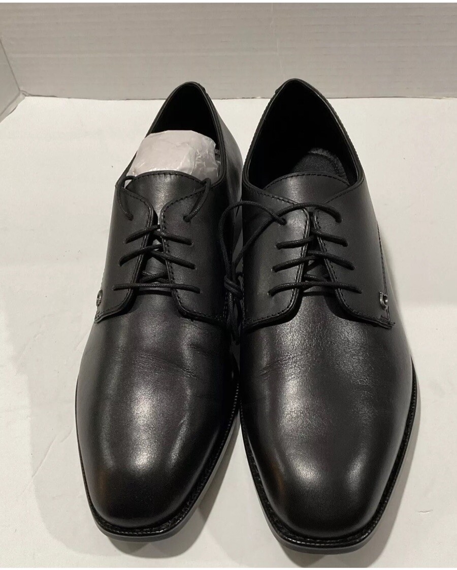 Coach Men’s Solid Black Colored Leather Metropolitan Derby Shoes Size US 7.5D