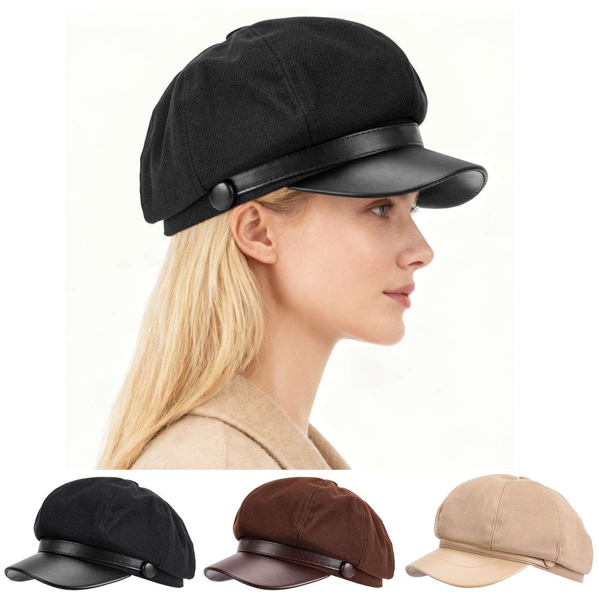 Fashion Women Men Newsboy Hat Baker Boy Peaked Beret Cap Vintage Visor Hat Cap