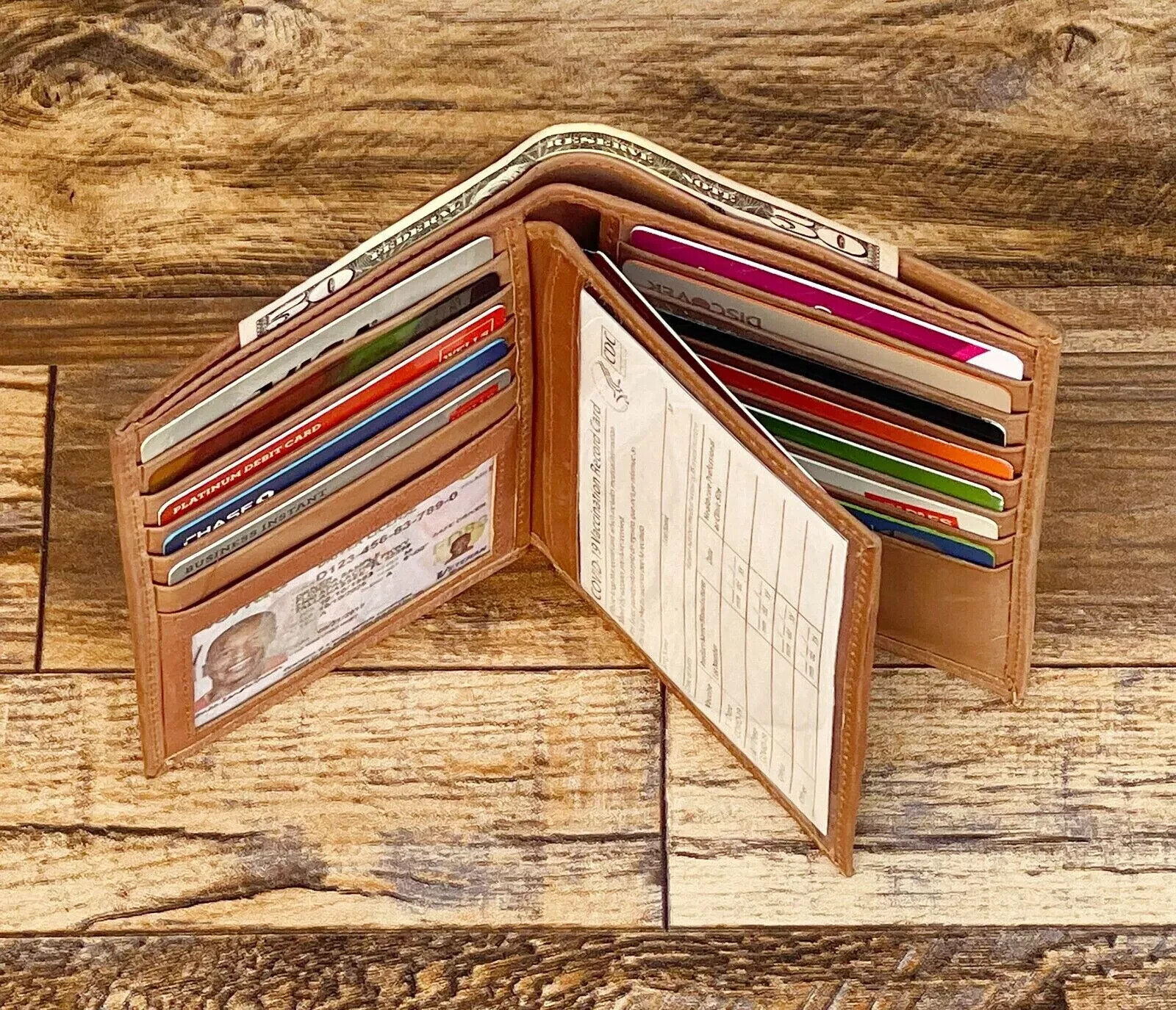 Men’s Genuine Leather Bifold Wallet Hipster Credit Card ID Holder RFID Blocking