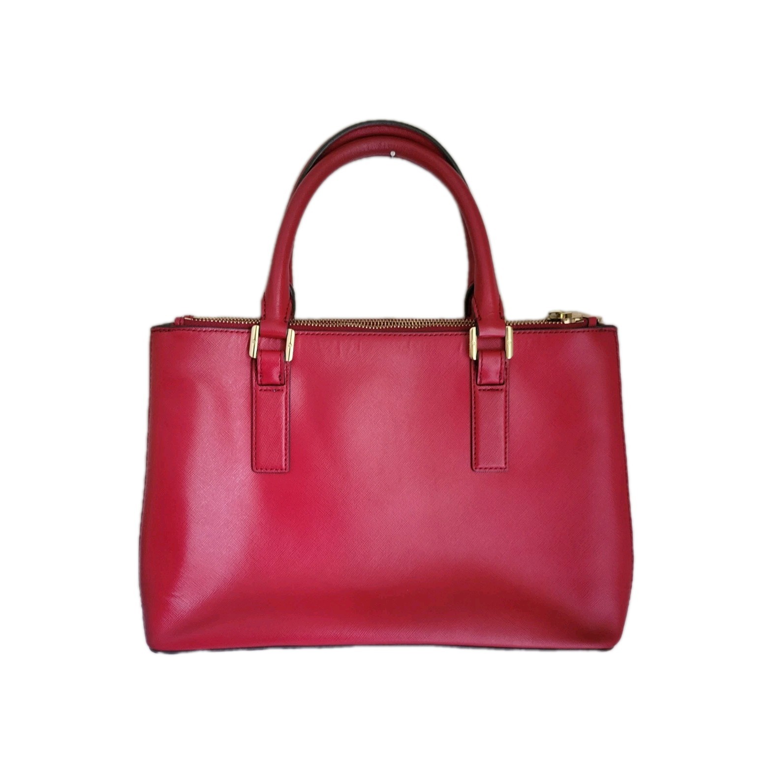 Tory Burch Robinson Double Zip Red Leather Top HandleTote Shoulder Strap Missing