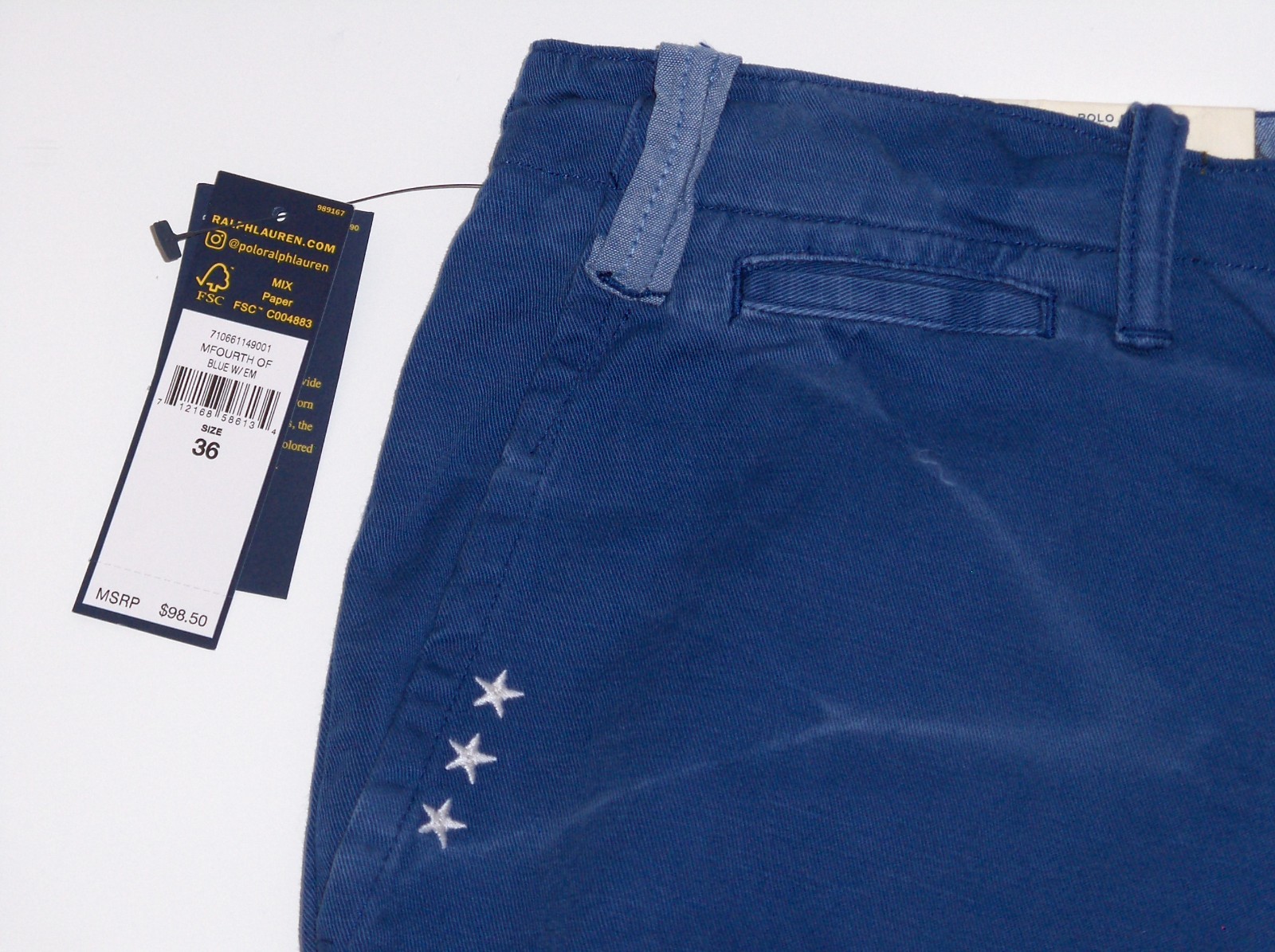 POLO RALPH LAUREN Men’s Eagle USA Flag Vintage Straight Fit Flat Front Shorts