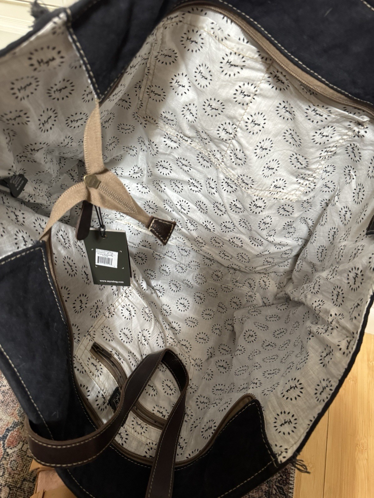 MYRNA Seagrass Weekender Tote – Leather, Hair-On Cowhide, New with Tags