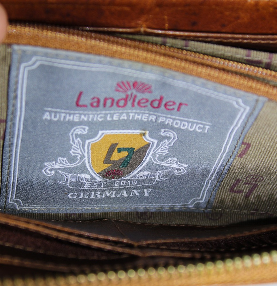 Landleder Authentic Brown Leather Clutch Wallet Multipocket Credit Card Germany