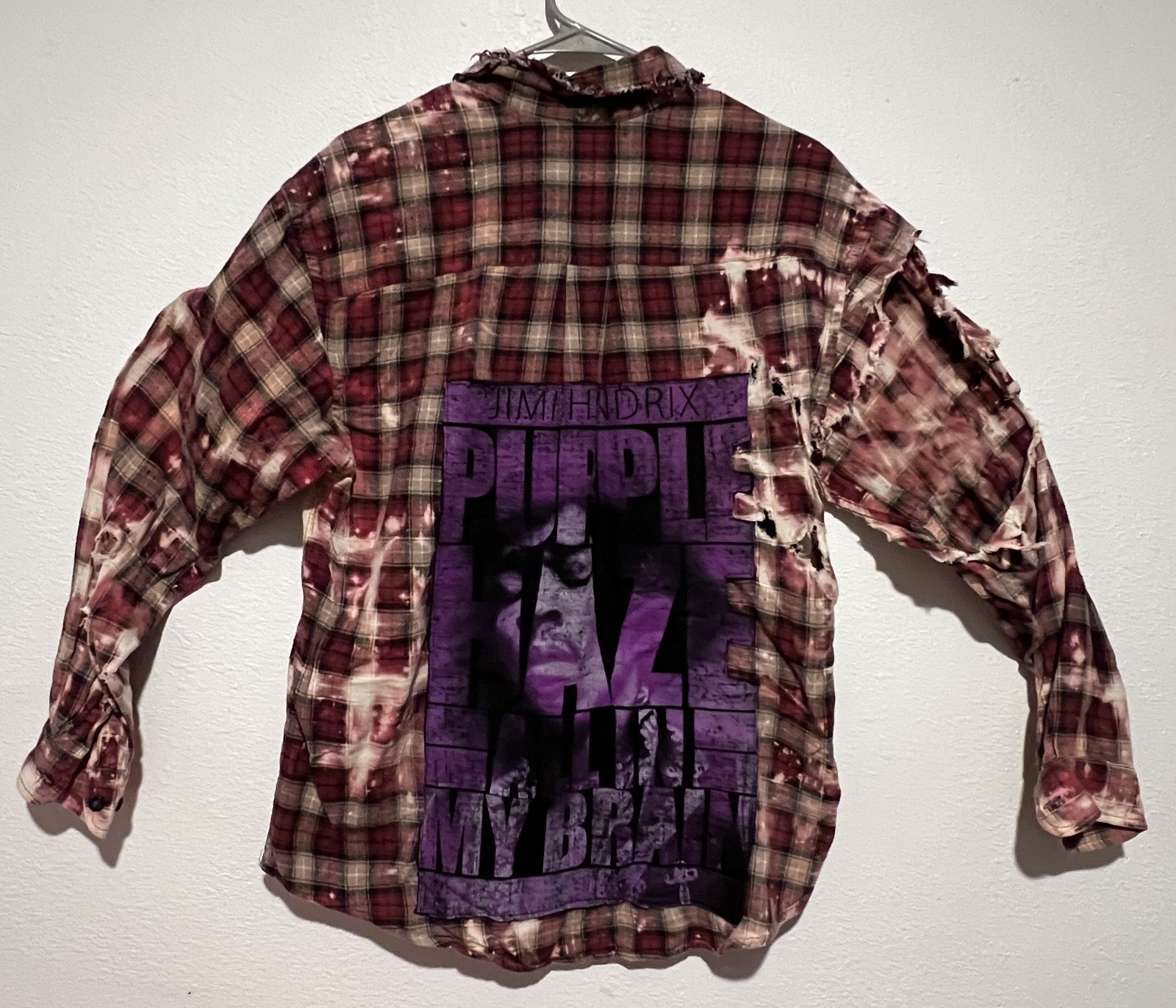 Two Gypsea Souls x Jimi Hendrix Upcycled Flannel Distressed & Bleached Band A5