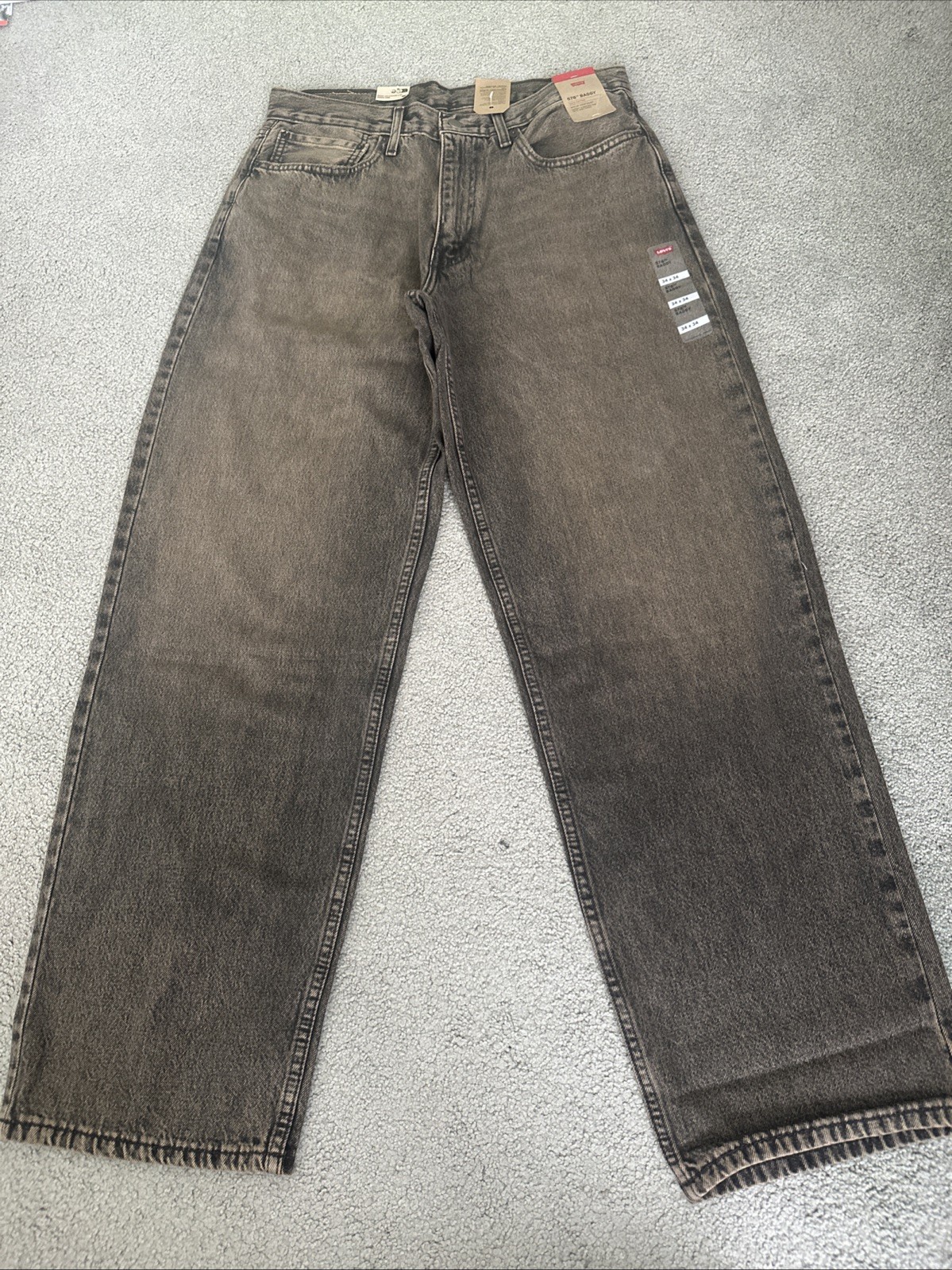 Levi ‘s 578 Baggy Throughout Denim Jeans Sz. 34Wx34L Brownish Dusty Gray New