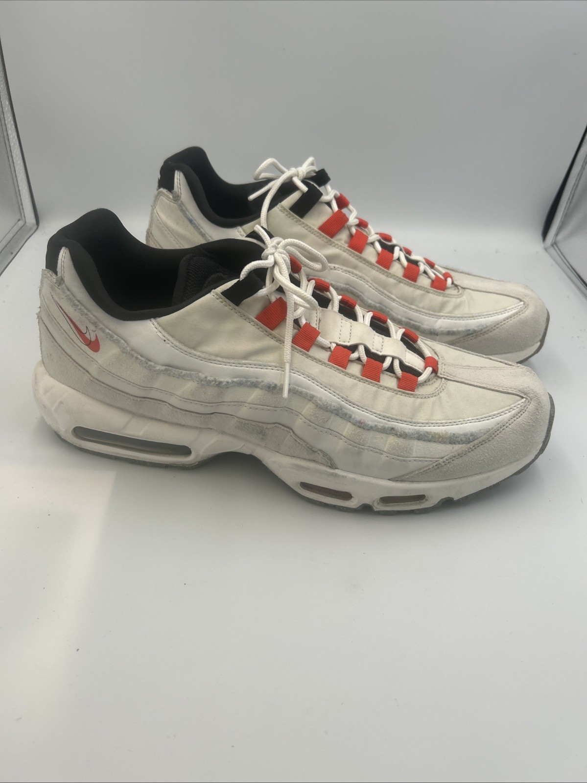 NIKE AIR MAX 95 SE DOUBLE SWOOSH LIGHT BONE HABANERO RED MEN SIZE 15 DQ0268-002