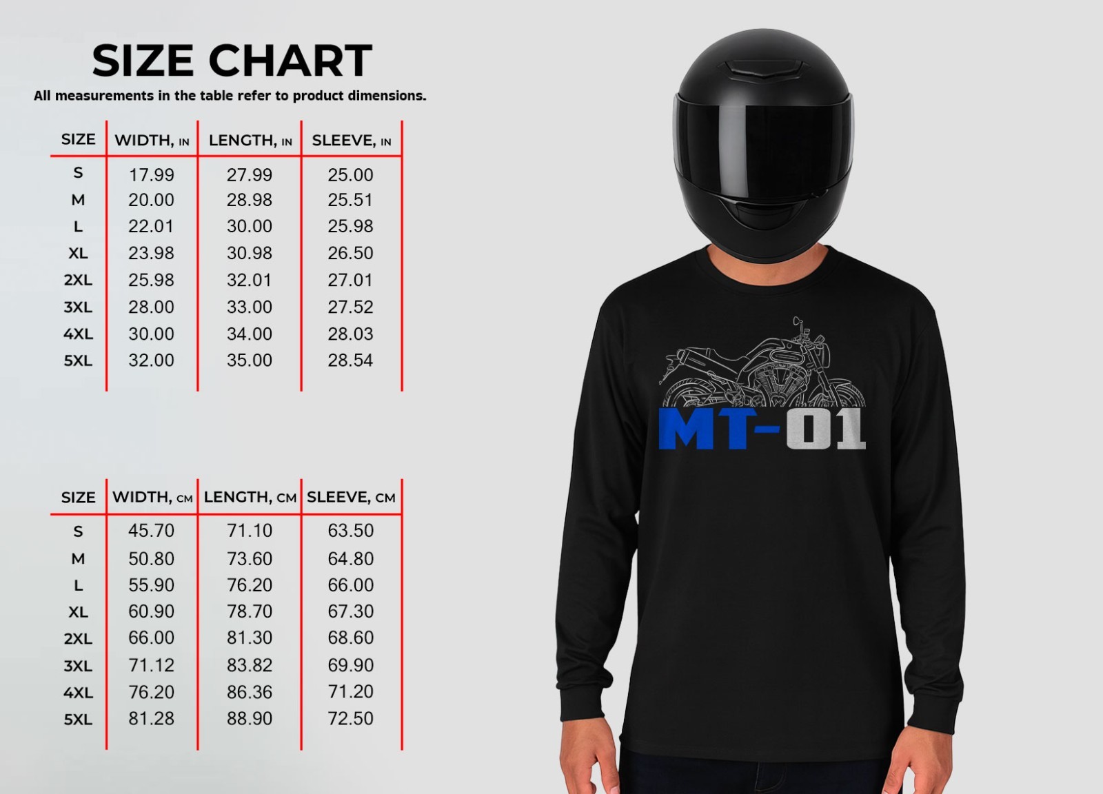 For Yamaha MT-01 2005-2012 fans – Long Sleeve T-shirt