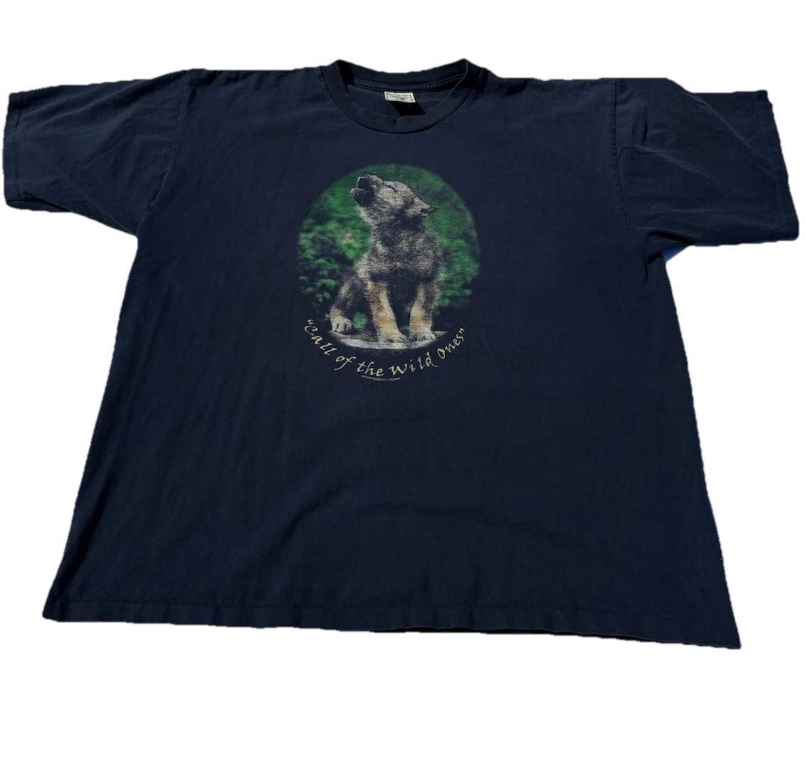 Vintage Blue Single Stitch Wolf “Call Of The Wild Ones” T Shirt Size XXL 2001