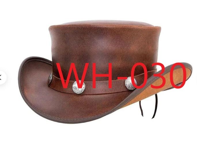 Black & Brown Genuine Leather Cowboy Western Hat Unisex