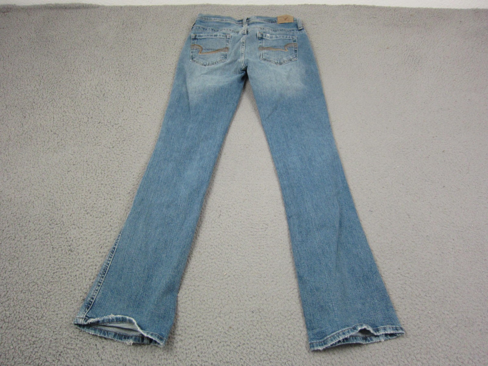 American Eagle Jeans Womens 4 Reg Blue Stretch Skinny Flare Denim Distressed