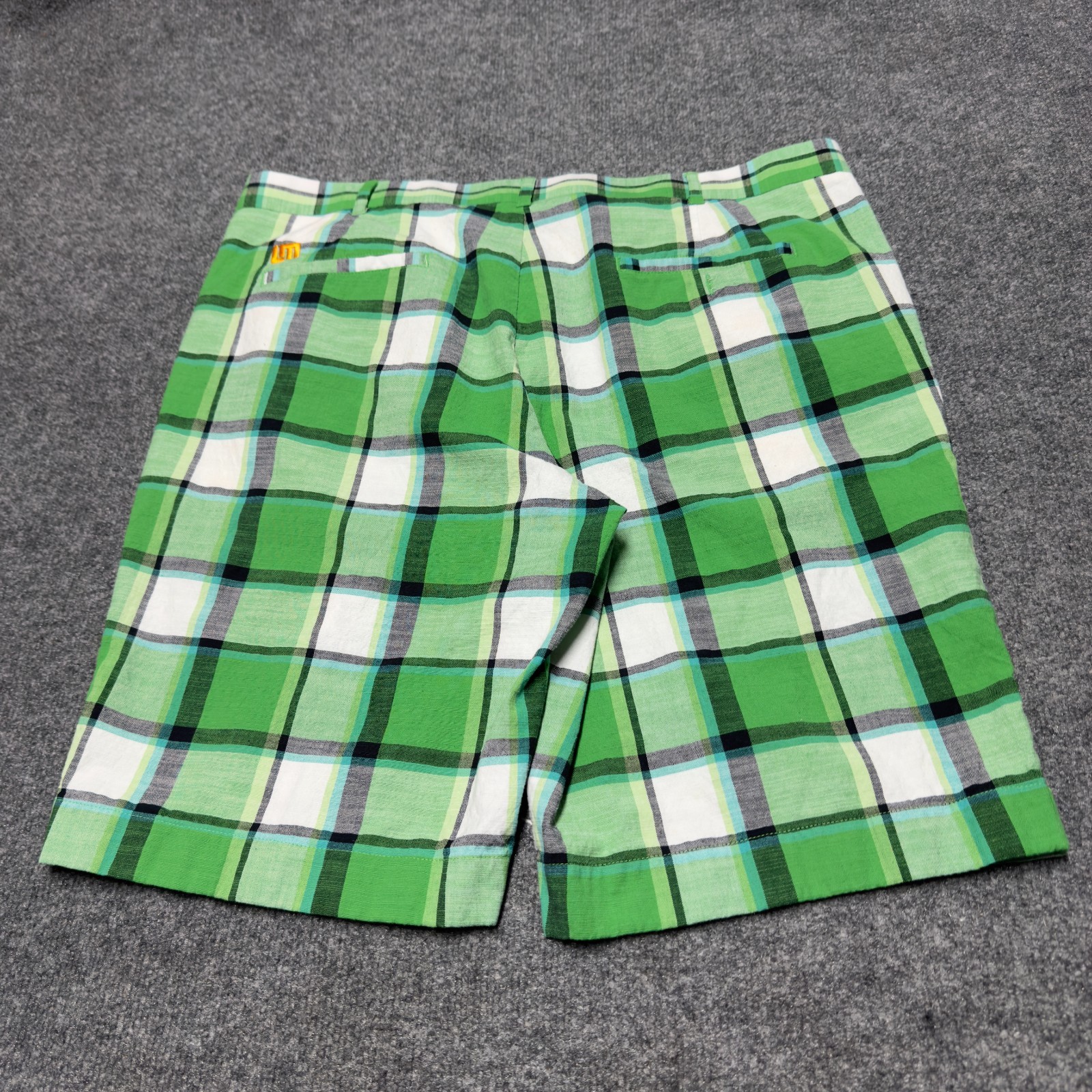 Loudmouth Plaid Cotton Golf Shorts Men Tagged 42 Actual 40 12″ Green