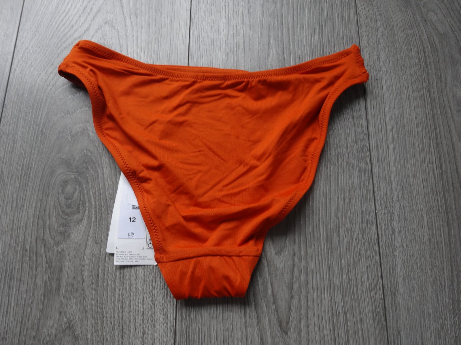M&S MARKS & SPENCER MARMALADE SUN SMART HIGH LEG BIKINI BOTTOMS UK SIZE 12