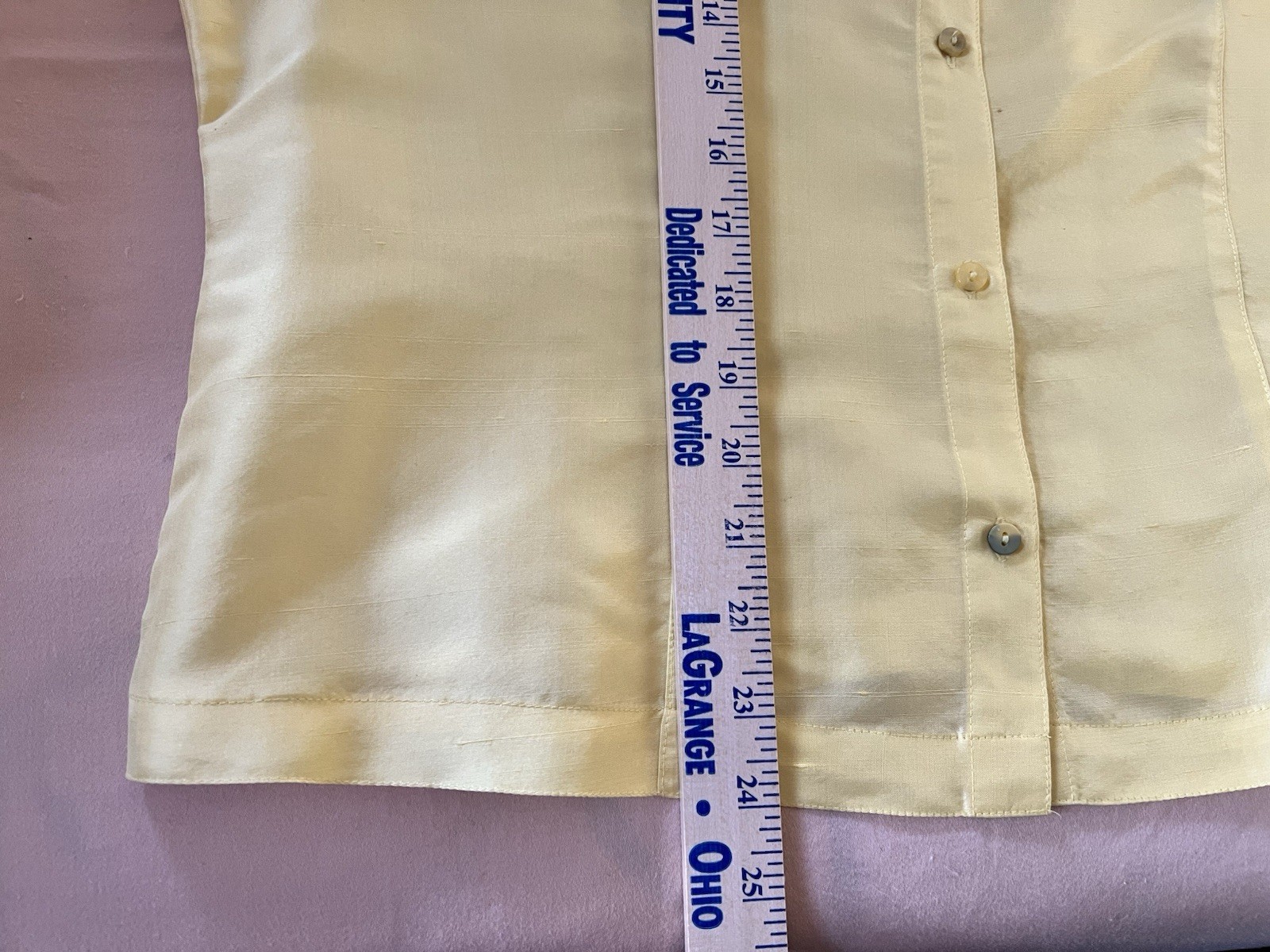 Kathy Ireland Essent Yelow Silk Short Sleeve Buttonup Shirt Blouse Deadstock NWT