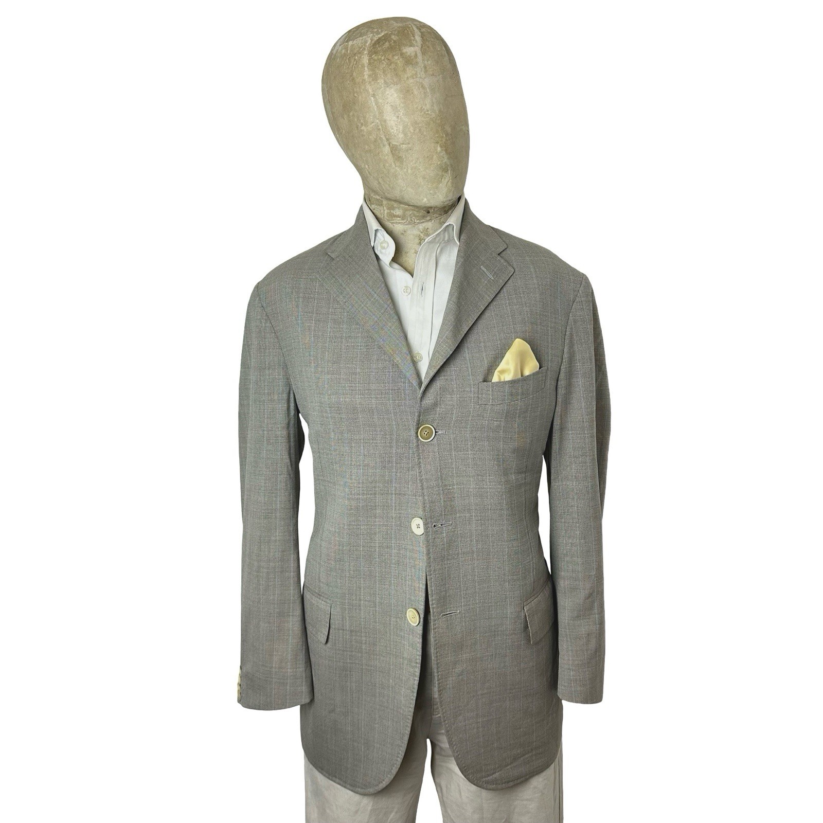 Corneliani Blazer Jacket 40” Wool Summer Grey Check Sport Coat Men’s Italian