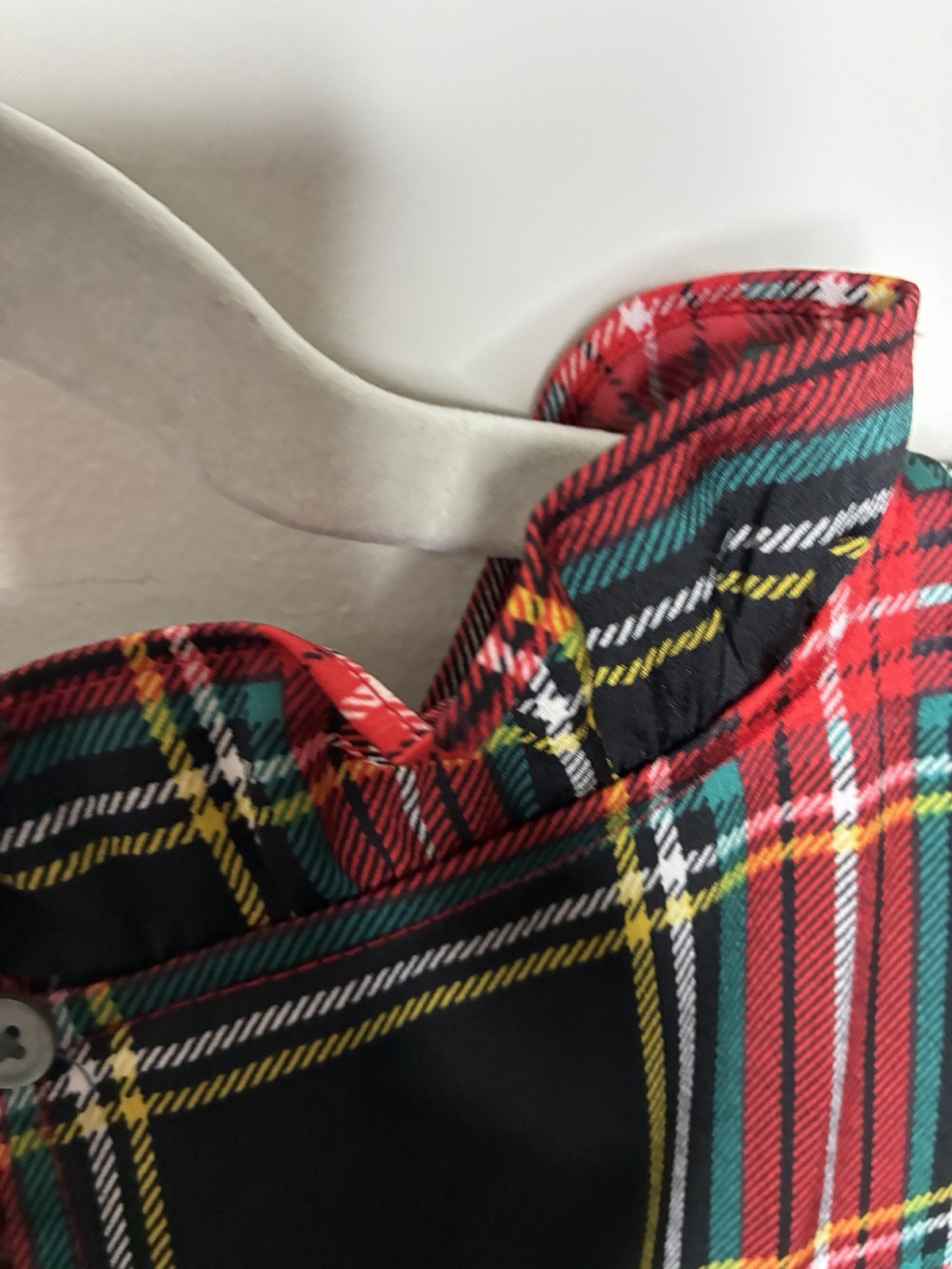 J.CREW Preppy Women XL Woven Plaid Mock Neck Sleeveless Blouse Bow Button Black