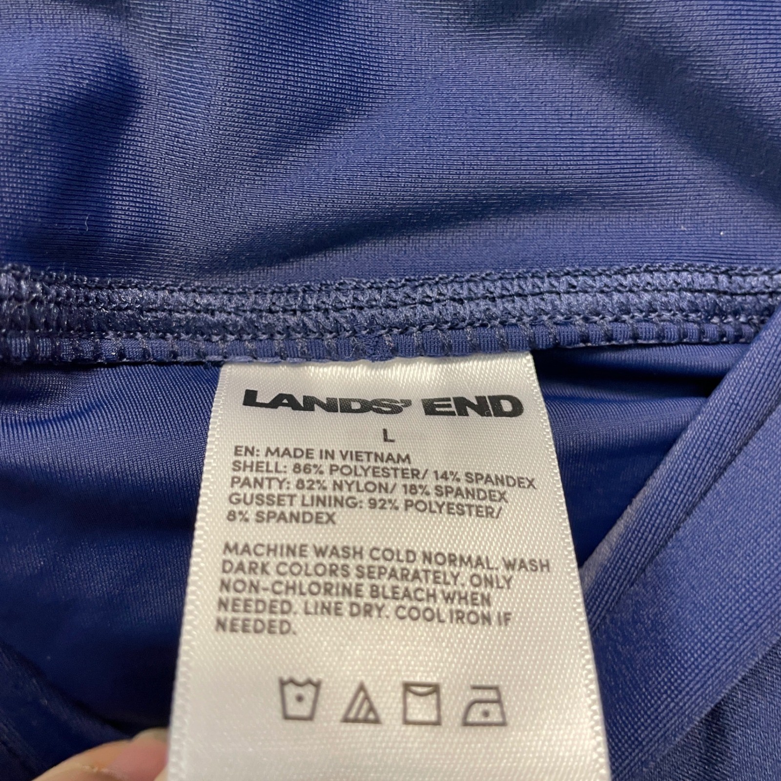 Lands’ End Women’s Deep Sea Navy Blue High Rise Swim Shorts Size L