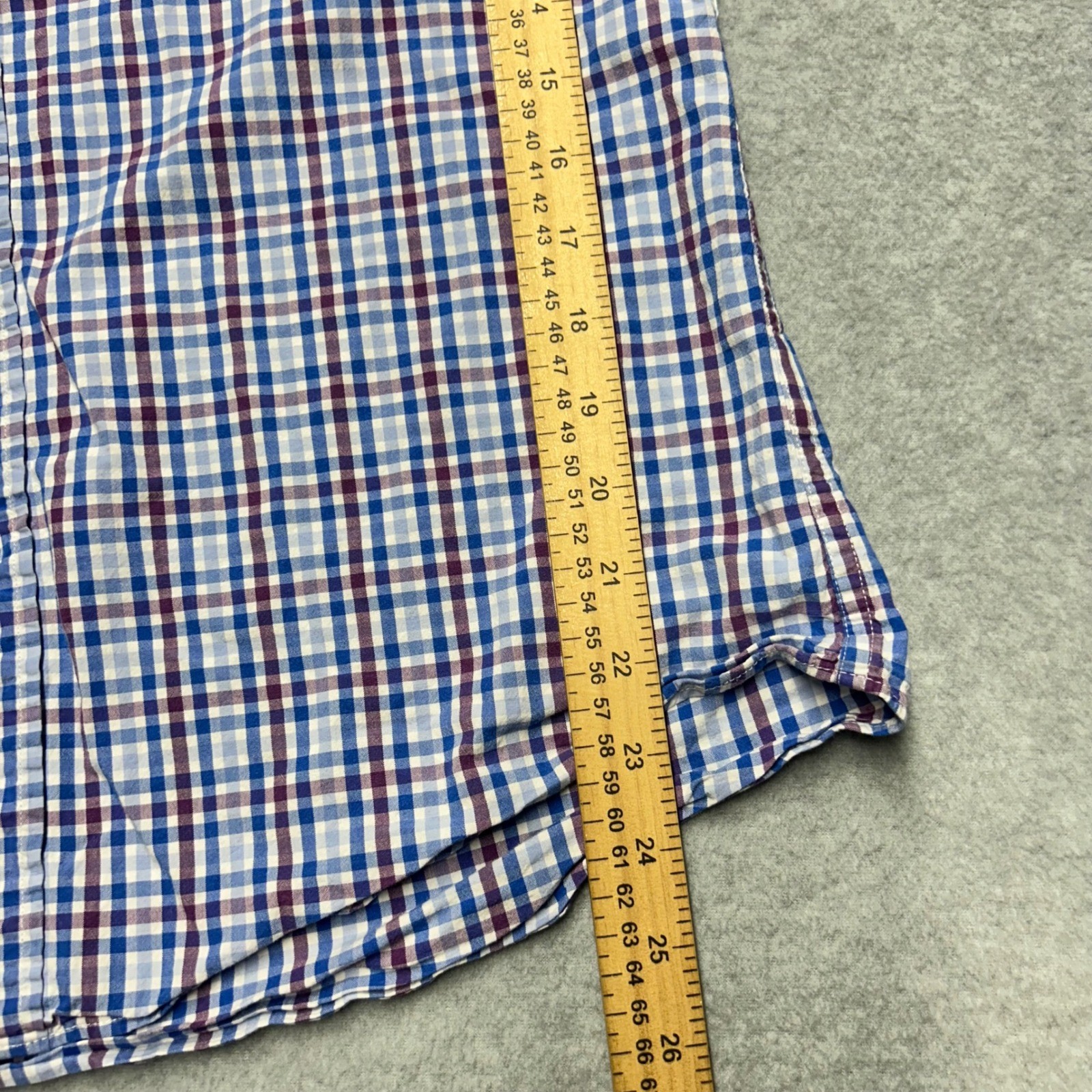J.Crew Button Down Blue Purple Plaid Mens Large Slim Fit Flex Washed Shirt