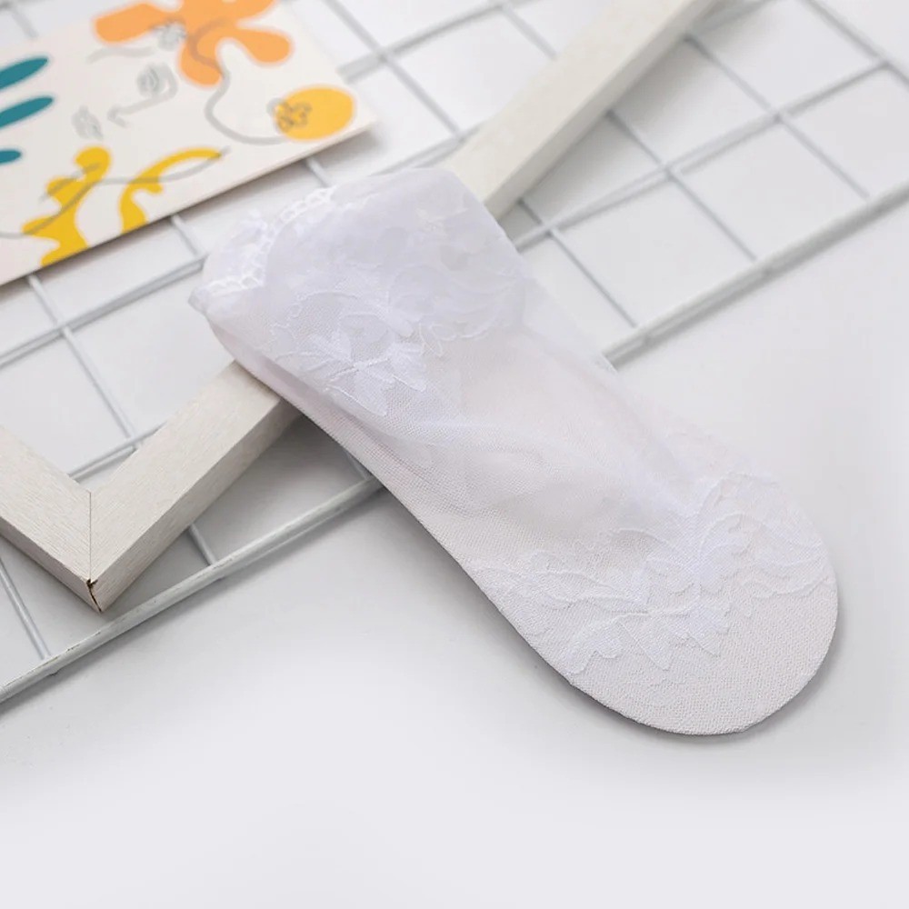 Women’s Lace Sheer Ankle Socks Non Slip Low Cut Invisible Summer Boat Socks