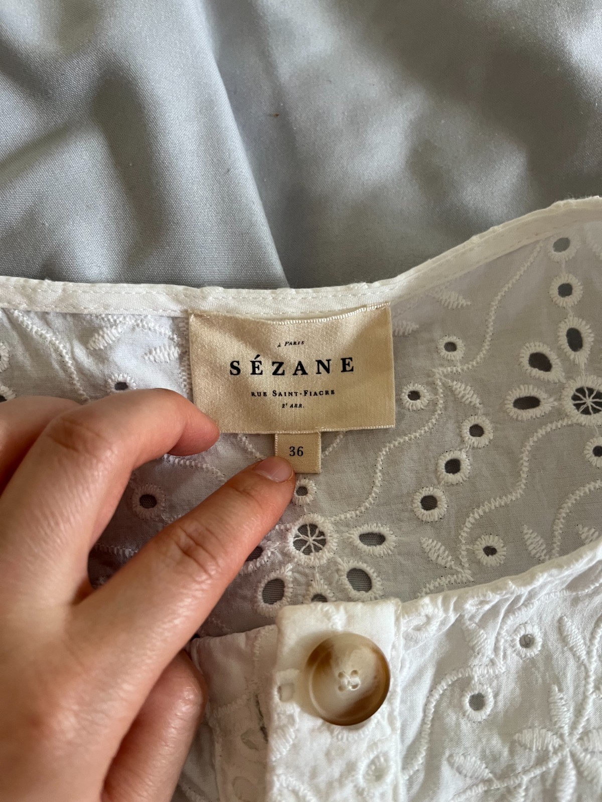 Sezane Roni Blouse – White, Size 36 (US 4)