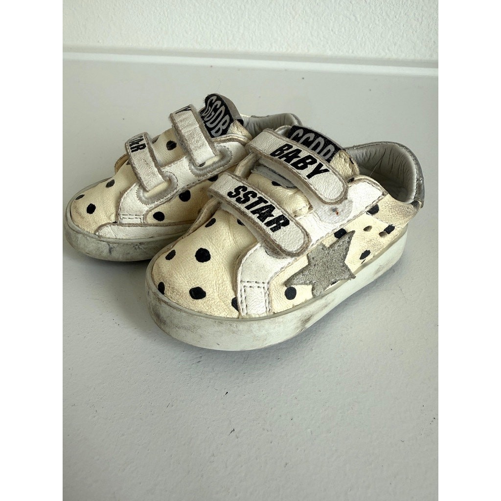 GOLDEN GOOSE Baby Superstar Polka Dot Leather Sneakers Size 17 Designer Luxury