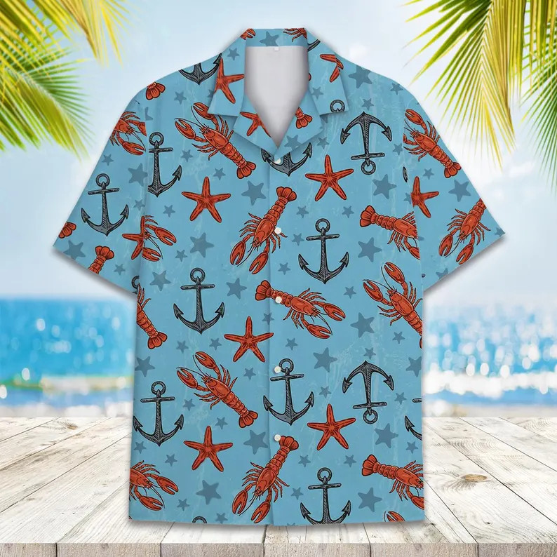 Nautical Lobster Hawaiian Shirt Men