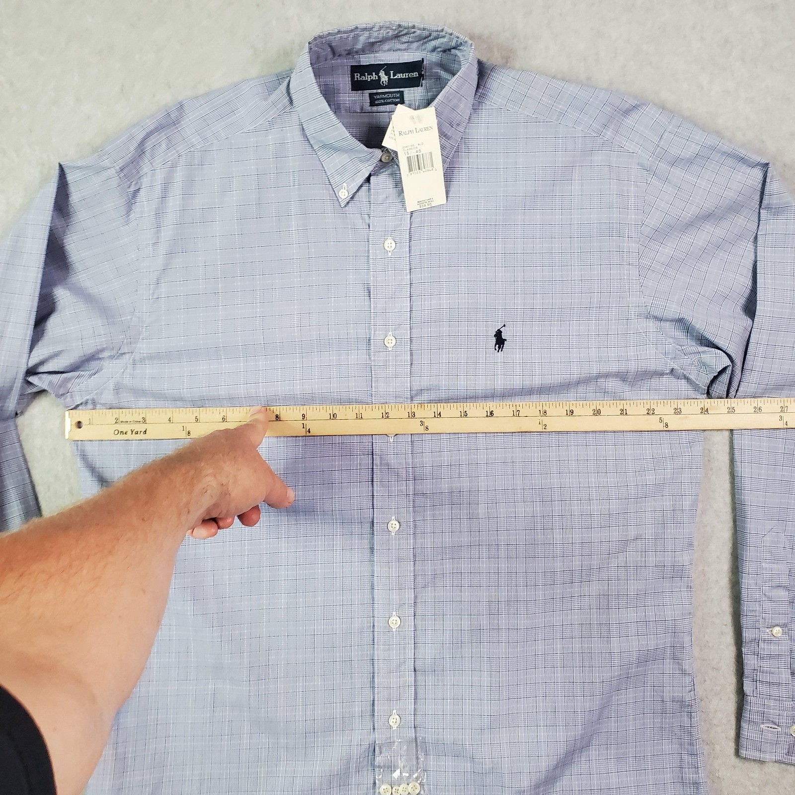 Ralph Lauren Shirt Mens 15 1/2 34/35 Plaid Yarmouth Button Down Classic Fit