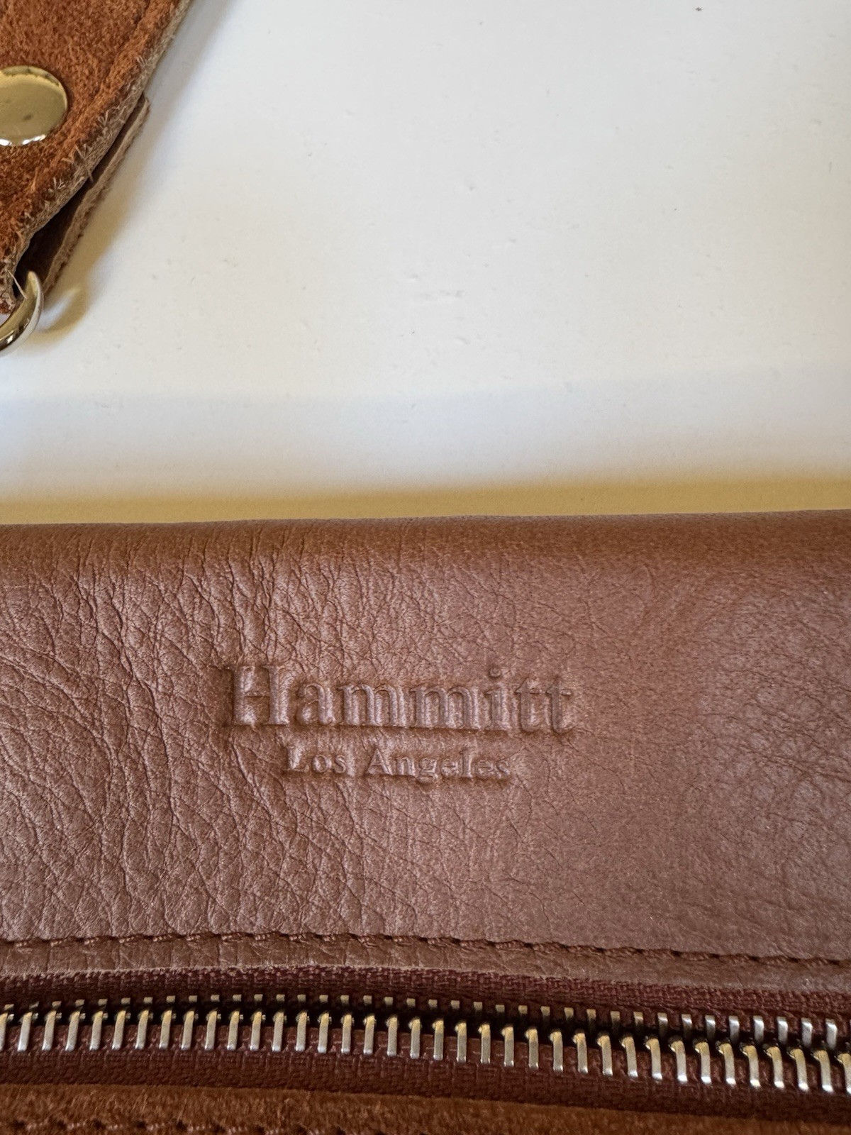 Hammitt Los Angeles Brown Studded Crossbody Bag, Zip Closure, Gold Hardware