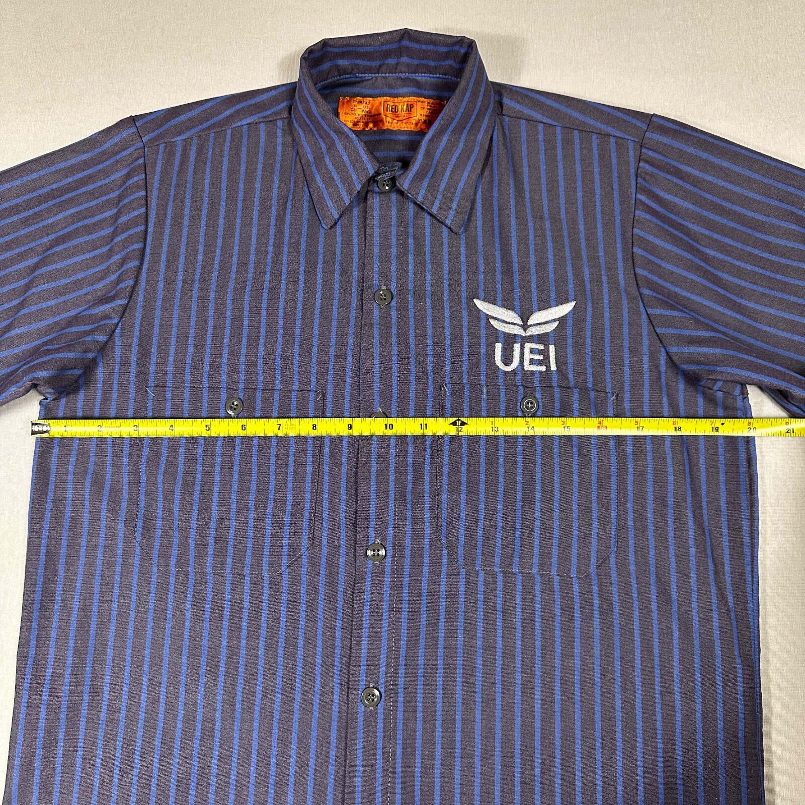 Red Kap UEI Men’s Work Shirt Short Sleeve Industrial Stripe Button Front