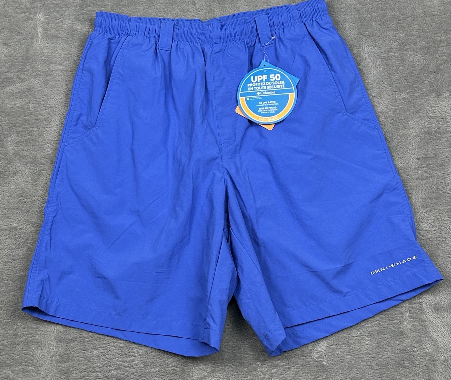 Columbia PFG Backcast III Water Shorts Mens S Blue Nylon Omni-Shade 50 UPF NEW
