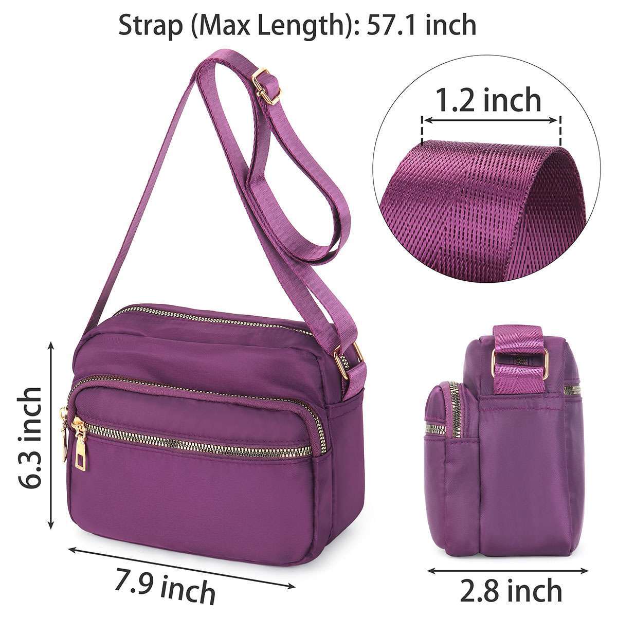 Messenger Handbag Waterproof Women Ladies Multi Pocket Cross Body Shoulder Bag