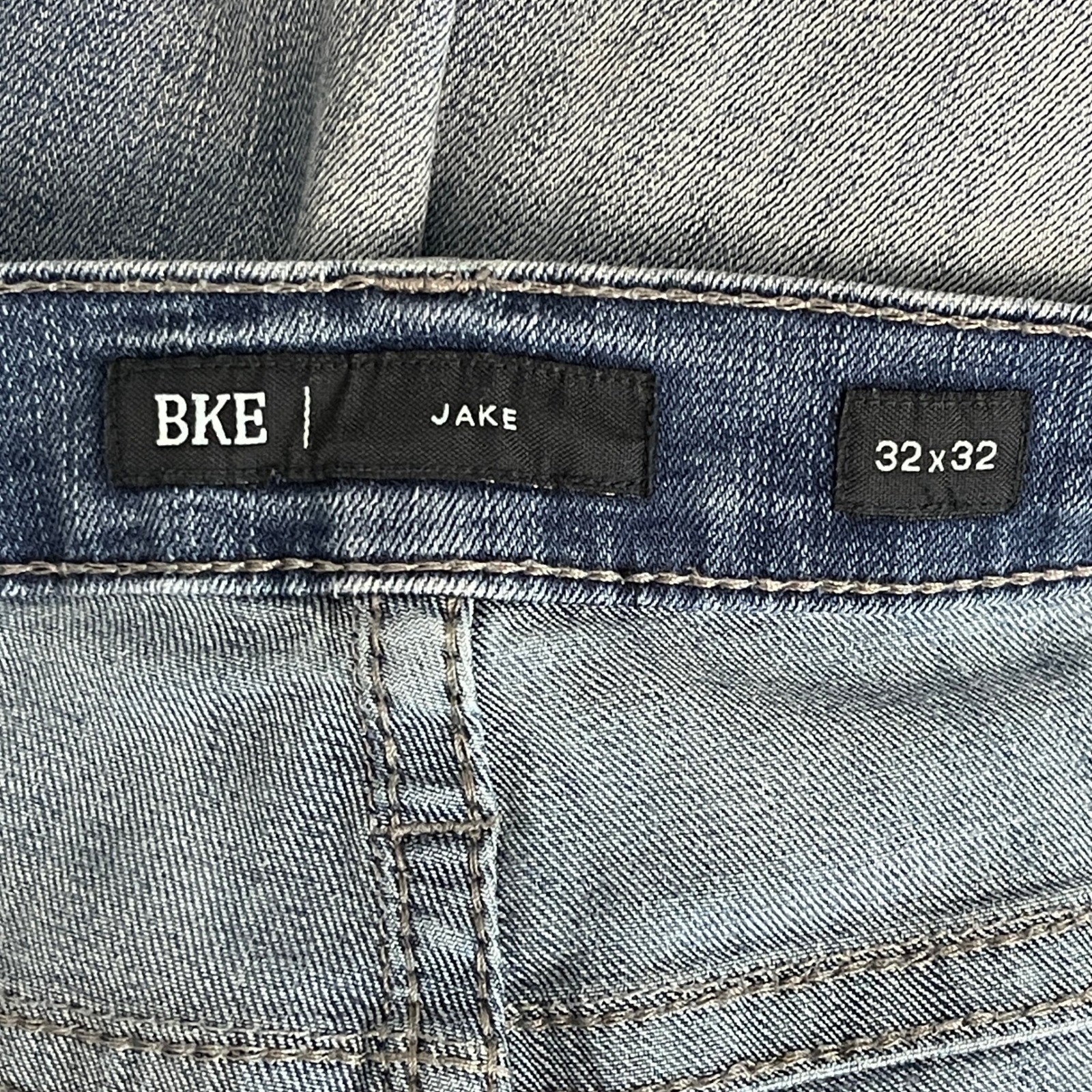 BKE Jake Straight Leg Stretch Mens 32×32 Distressed Light Wash Denim Blue Jeans