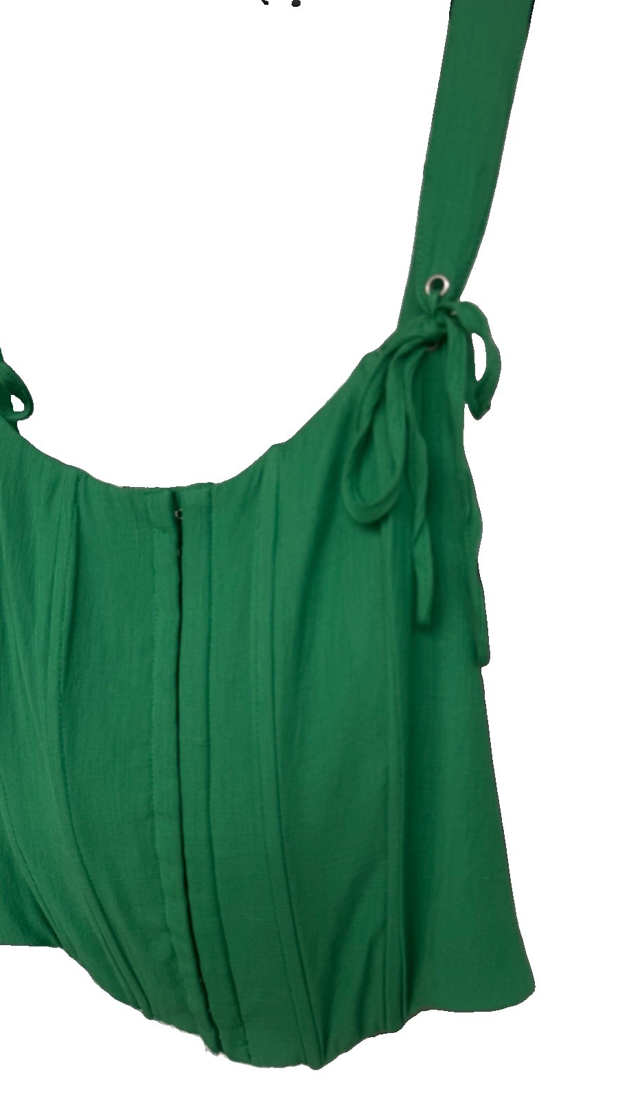 Altar’d State Green Corset Crop Top Women’s Large Tie Shoulder Smocked Back Hook