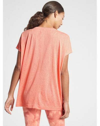 NEW Athleta Women Release Tee Breezy Slit Side Cap Short Sleeve Top Peach